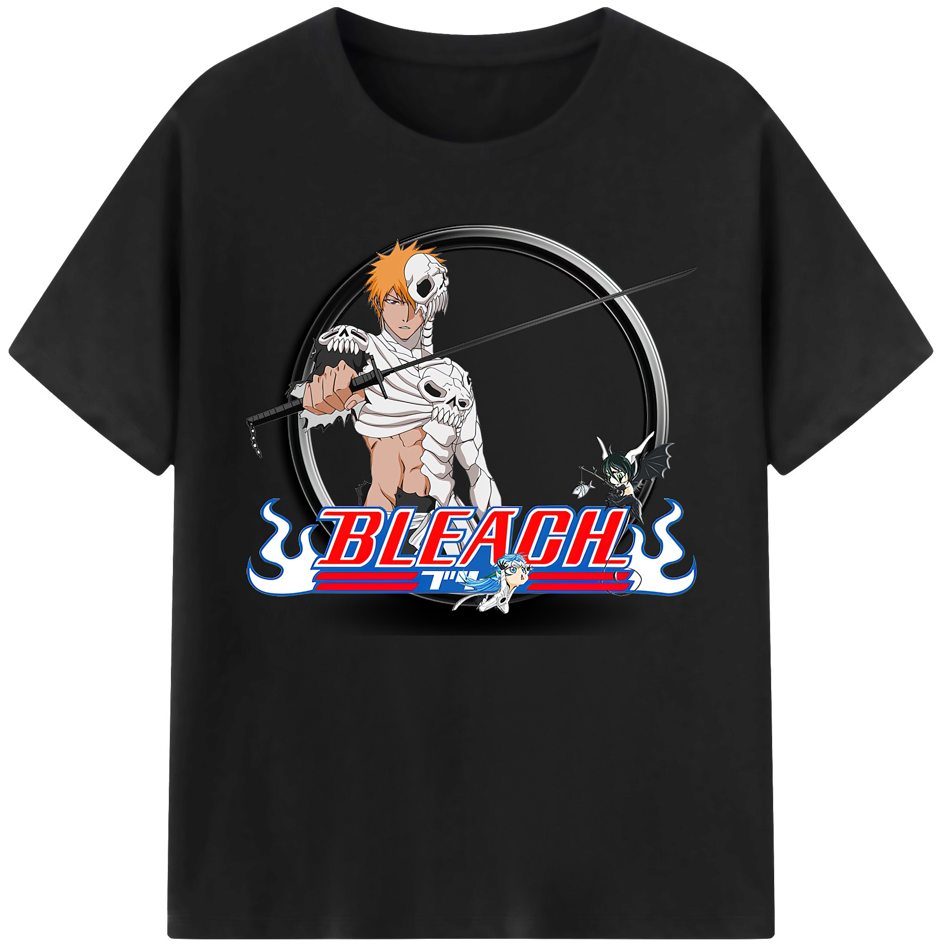 （画像用） ブリーチ 黒崎一護（くろさき いちご）BLEACH Kurosaki Ichigo 綿100％ メンズ半袖Tシャツ｜肌触りやわらか＆通気性