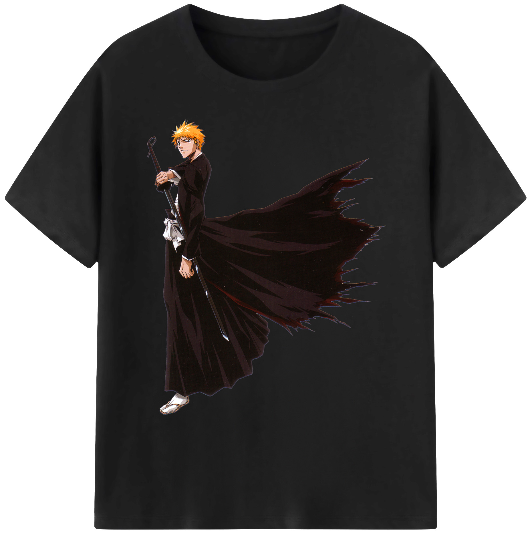 （画像用） ブリーチ 黒崎一護（くろさき いちご）BLEACH Kurosaki Ichigo 綿100％ メンズ半袖Tシャツ｜肌触りやわらか＆通気性
