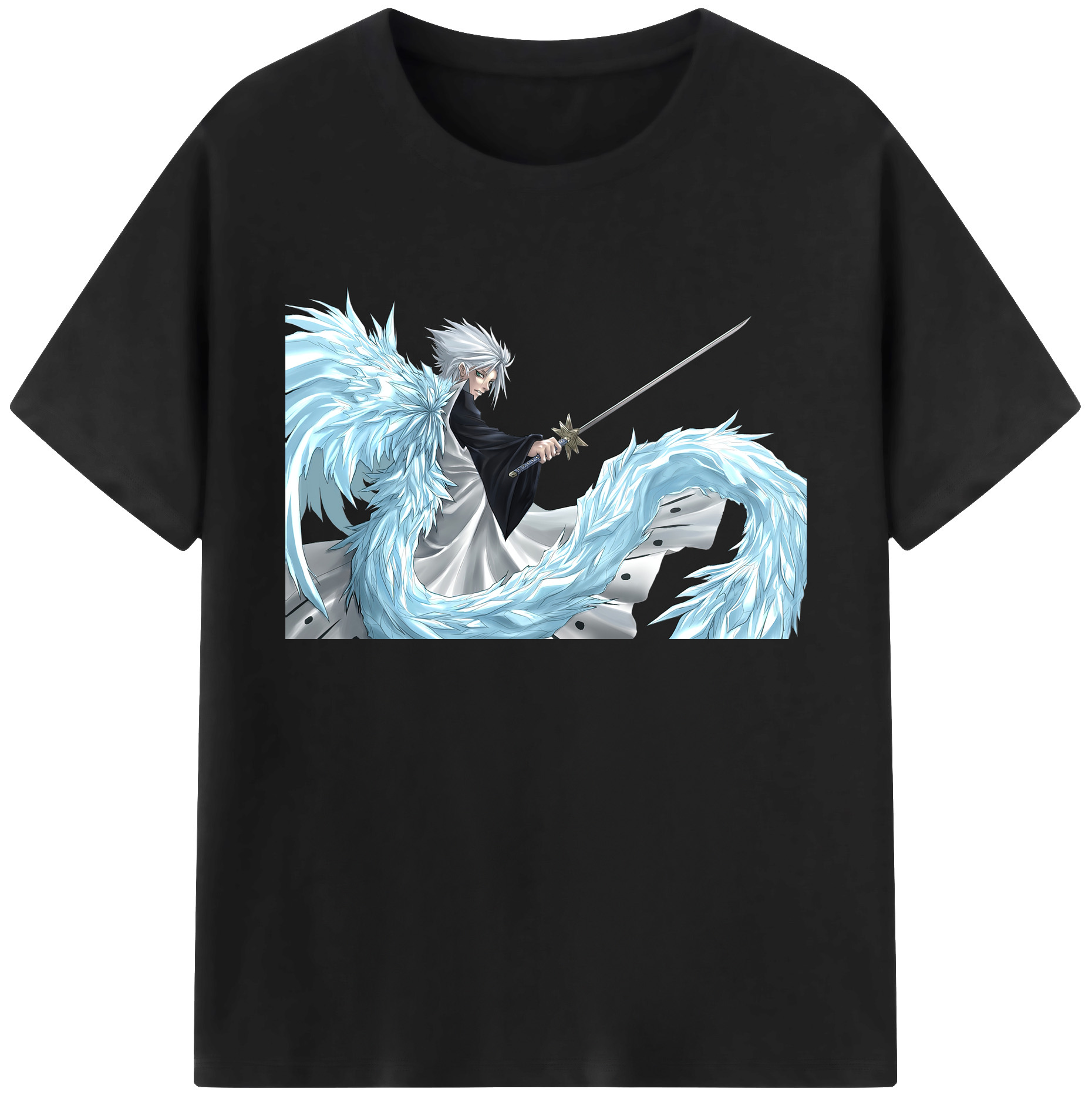 （画像用） ブリーチ 日番谷冬獅郎（ひつがや とうしろう） BLEACH Hitsugaya Toushirou 綿100％ メンズ半袖Tシャツ｜肌触りやわらか＆通気性