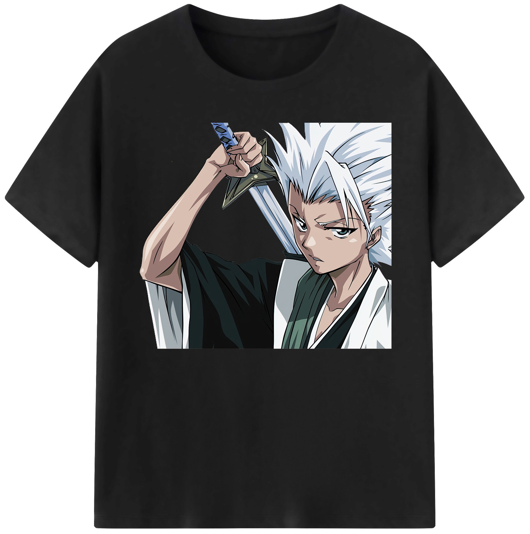 （画像用） ブリーチ 日番谷冬獅郎（ひつがや とうしろう） BLEACH Hitsugaya Toushirou 綿100％ メンズ半袖Tシャツ｜肌触りやわらか＆通気性