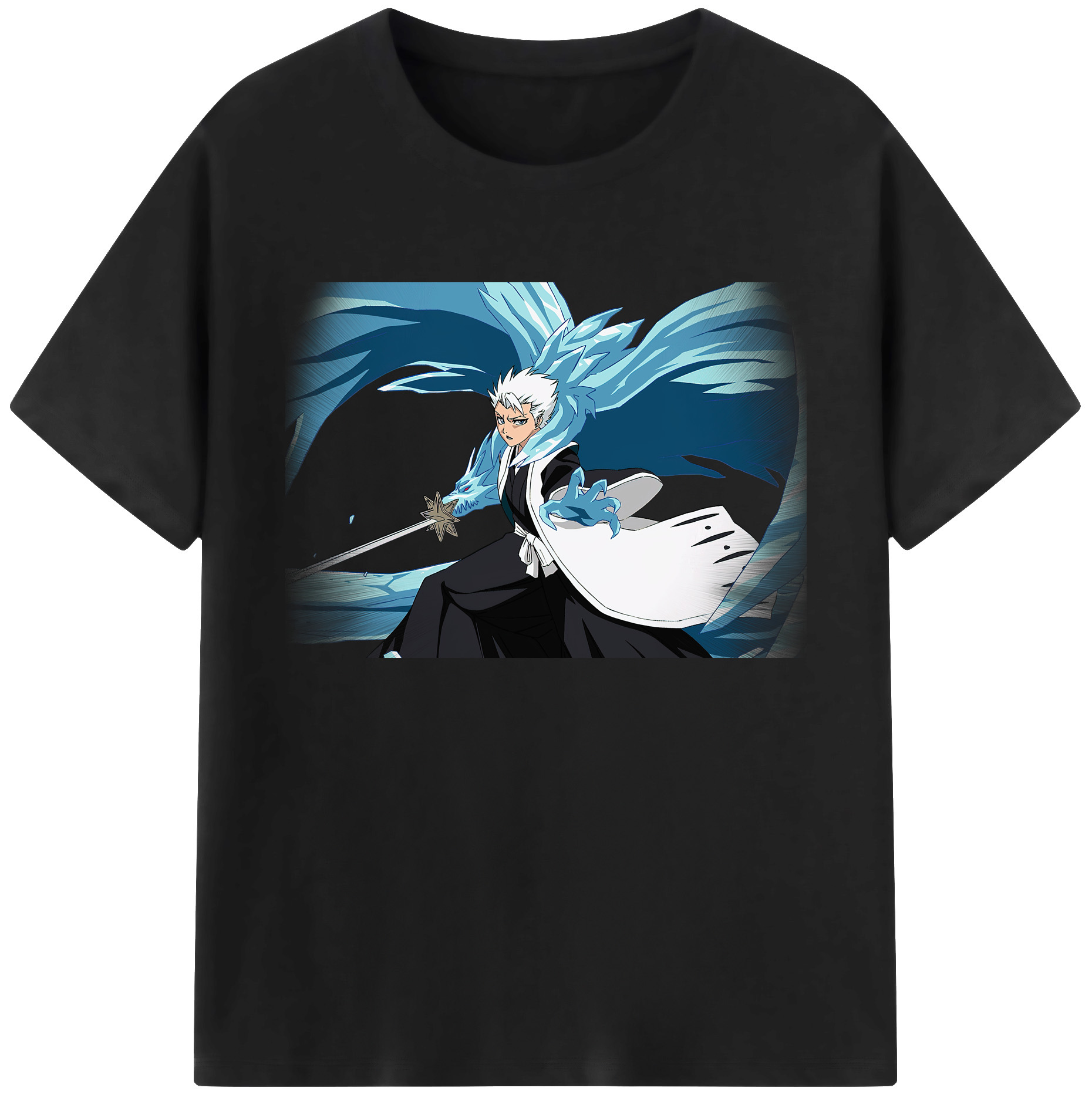 （画像用） ブリーチ 日番谷冬獅郎（ひつがや とうしろう） BLEACH Hitsugaya Toushirou 綿100％ メンズ半袖Tシャツ｜肌触りやわらか＆通気性