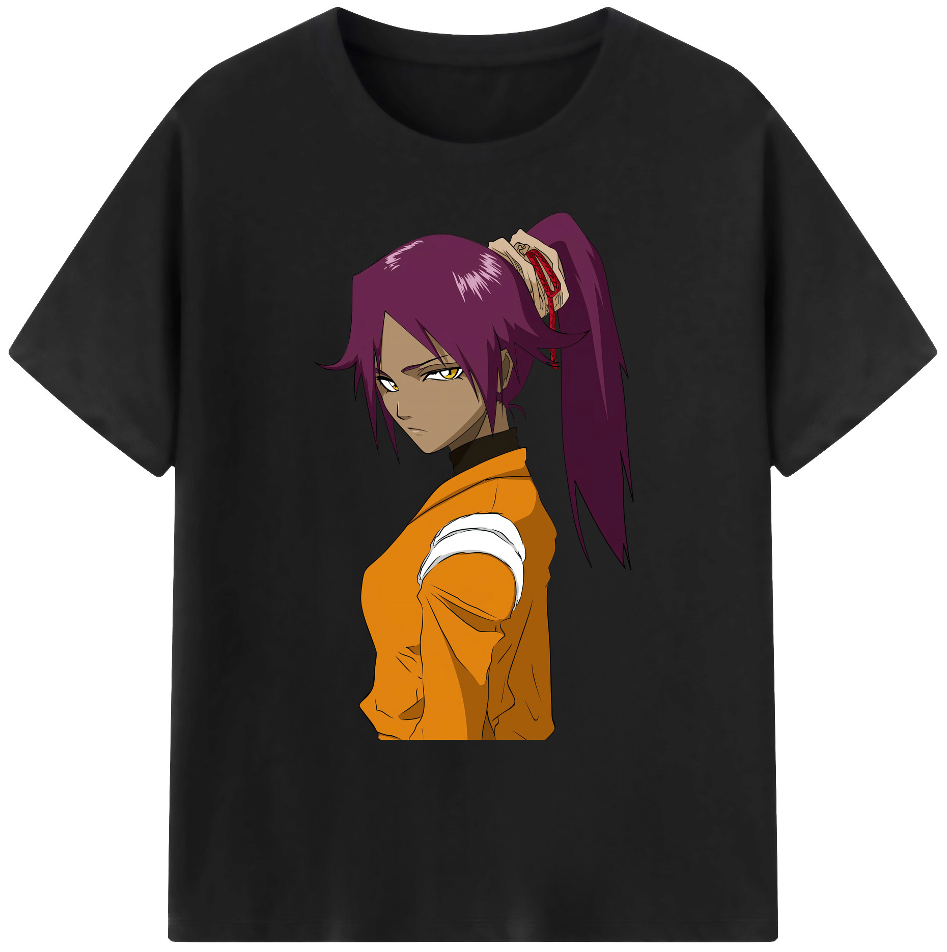 （画像用） ブリーチ 四楓院 夜一（しほういん よるいち） BLEACH Shihouin Yoruichi 綿100％ メンズ半袖Tシャツ｜肌触りやわらか＆通気性
