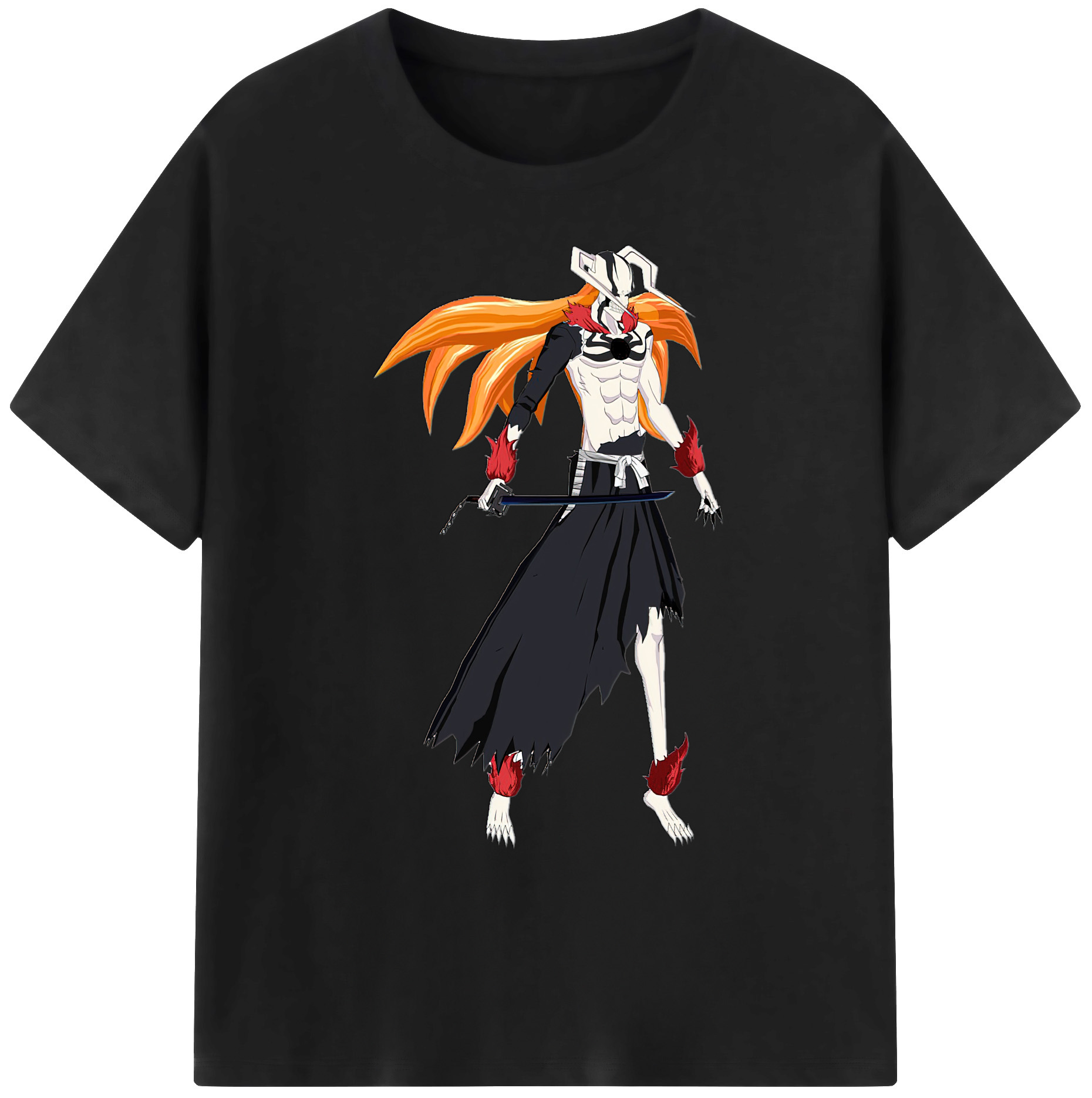 （画像用） ブリーチ 黒崎一護（くろさき いちご）BLEACH Kurosaki Ichigo 綿100％ メンズ半袖Tシャツ｜肌触りやわらか＆通気性