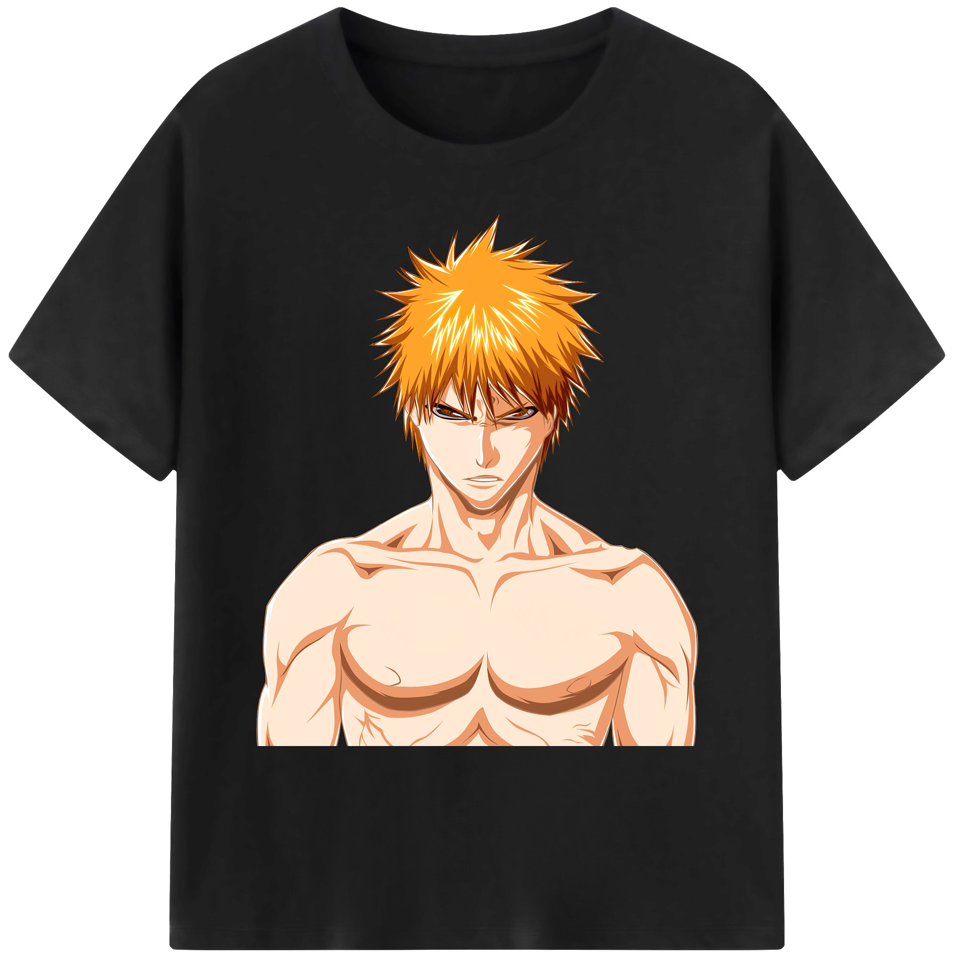 （画像用） ブリーチ 黒崎一護（くろさき いちご）BLEACH Kurosaki Ichigo 綿100％ メンズ半袖Tシャツ｜肌触りやわらか＆通気性