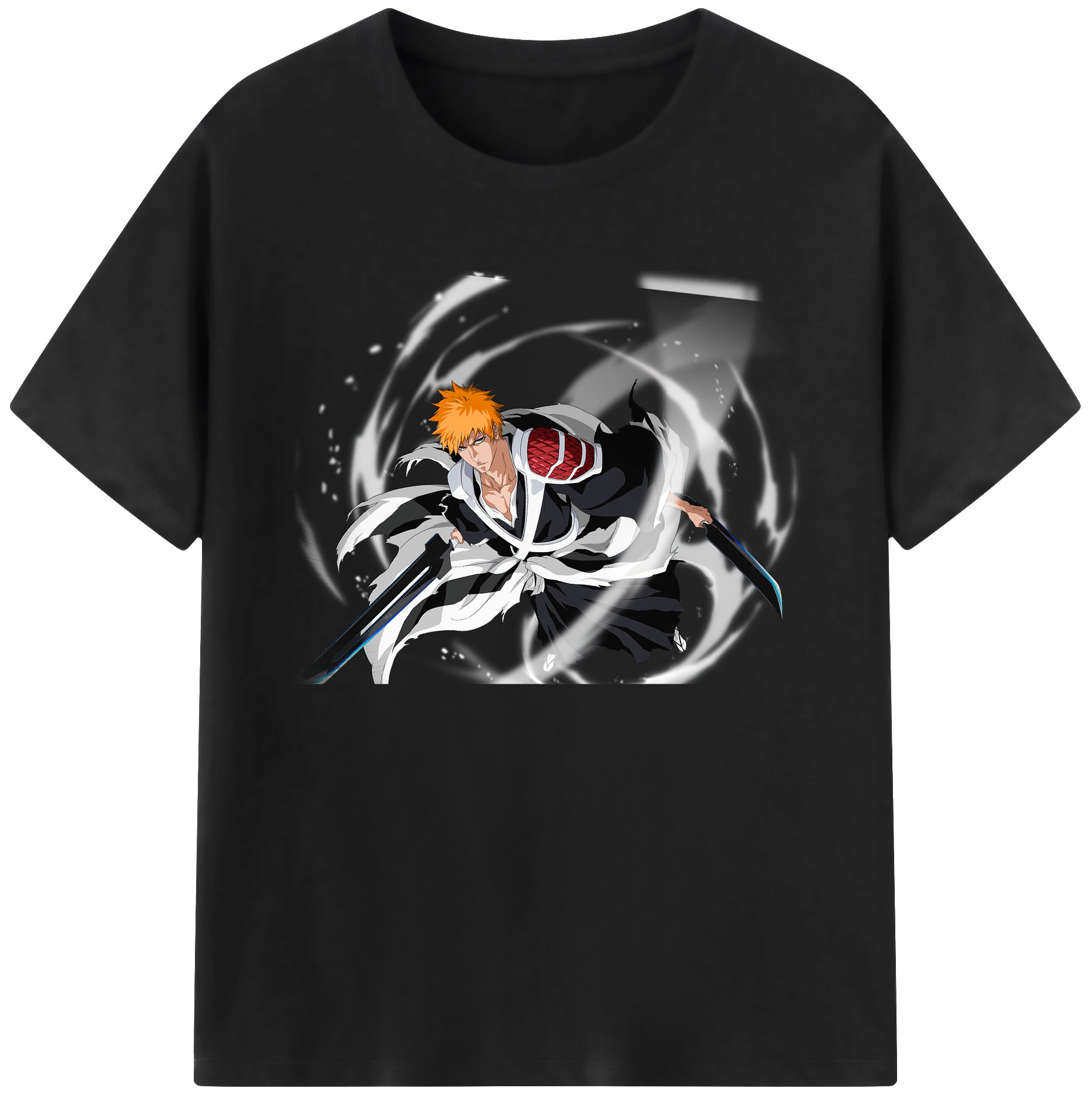 （画像用） ブリーチ 黒崎一護（くろさき いちご）BLEACH Kurosaki Ichigo 綿100％ メンズ半袖Tシャツ｜肌触りやわらか＆通気性