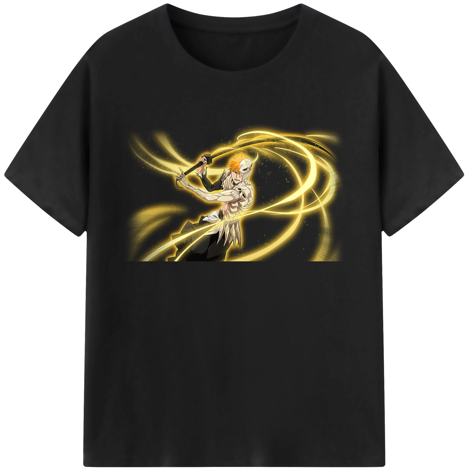 （画像用） ブリーチ 黒崎一護（くろさき いちご）BLEACH Kurosaki Ichigo 綿100％ メンズ半袖Tシャツ｜肌触りやわらか＆通気性