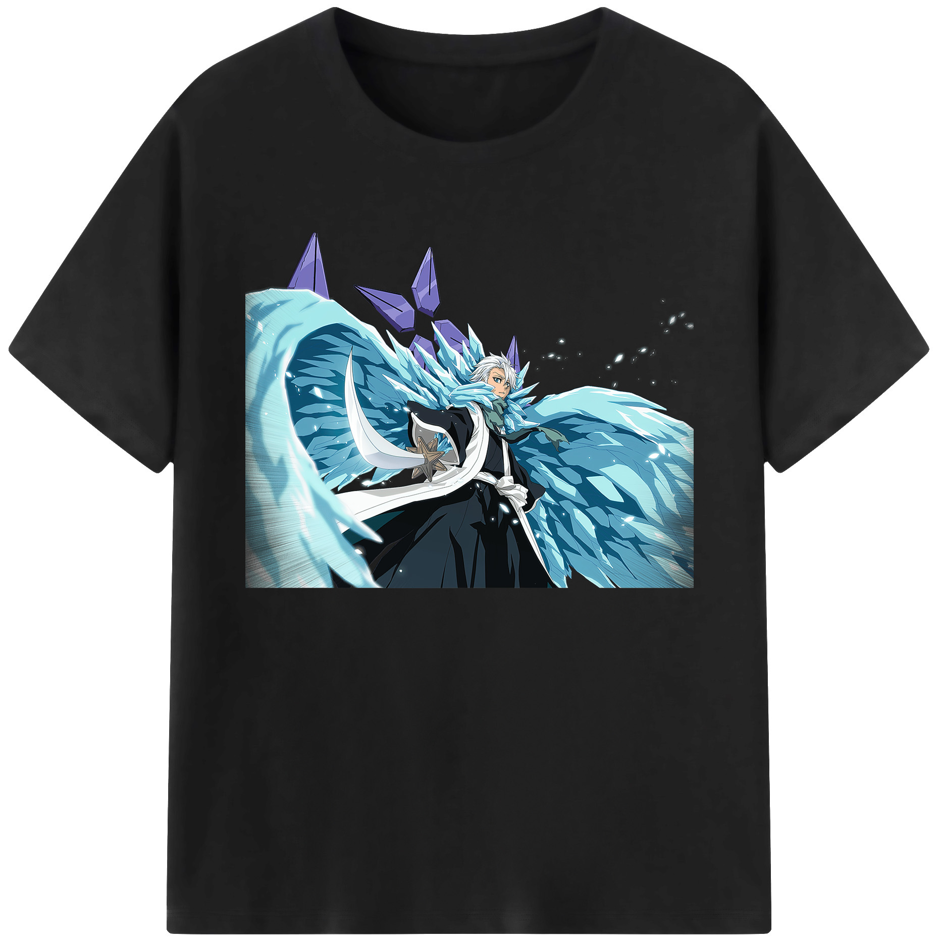 （画像用） ブリーチ 日番谷冬獅郎（ひつがや とうしろう） BLEACH Hitsugaya Toushirou 綿100％ メンズ半袖Tシャツ｜肌触りやわらか＆通気性