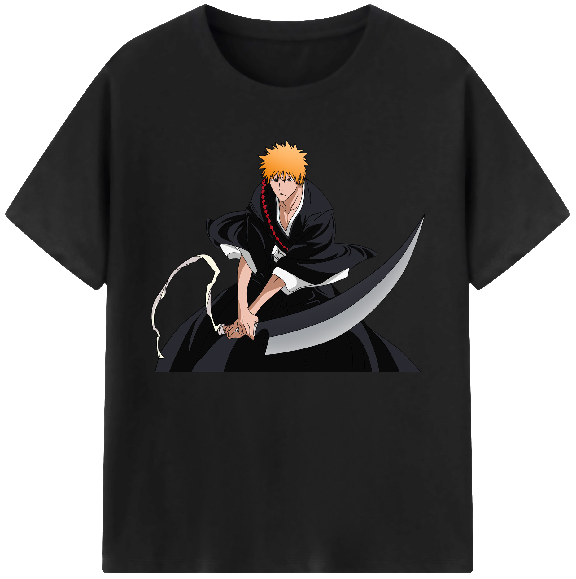 （画像用） ブリーチ 黒崎一護（くろさき いちご）BLEACH Kurosaki Ichigo 綿100％ メンズ半袖Tシャツ｜肌触りやわらか＆通気性