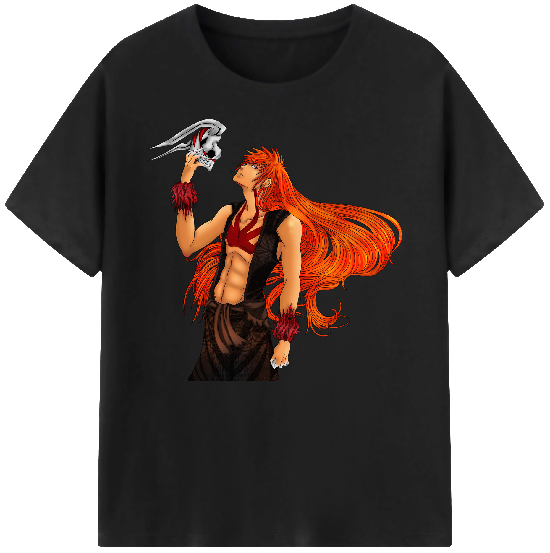 （画像用） ブリーチ 黒崎一護（くろさき いちご）BLEACH Kurosaki Ichigo 綿100％ メンズ半袖Tシャツ｜肌触りやわらか＆通気性