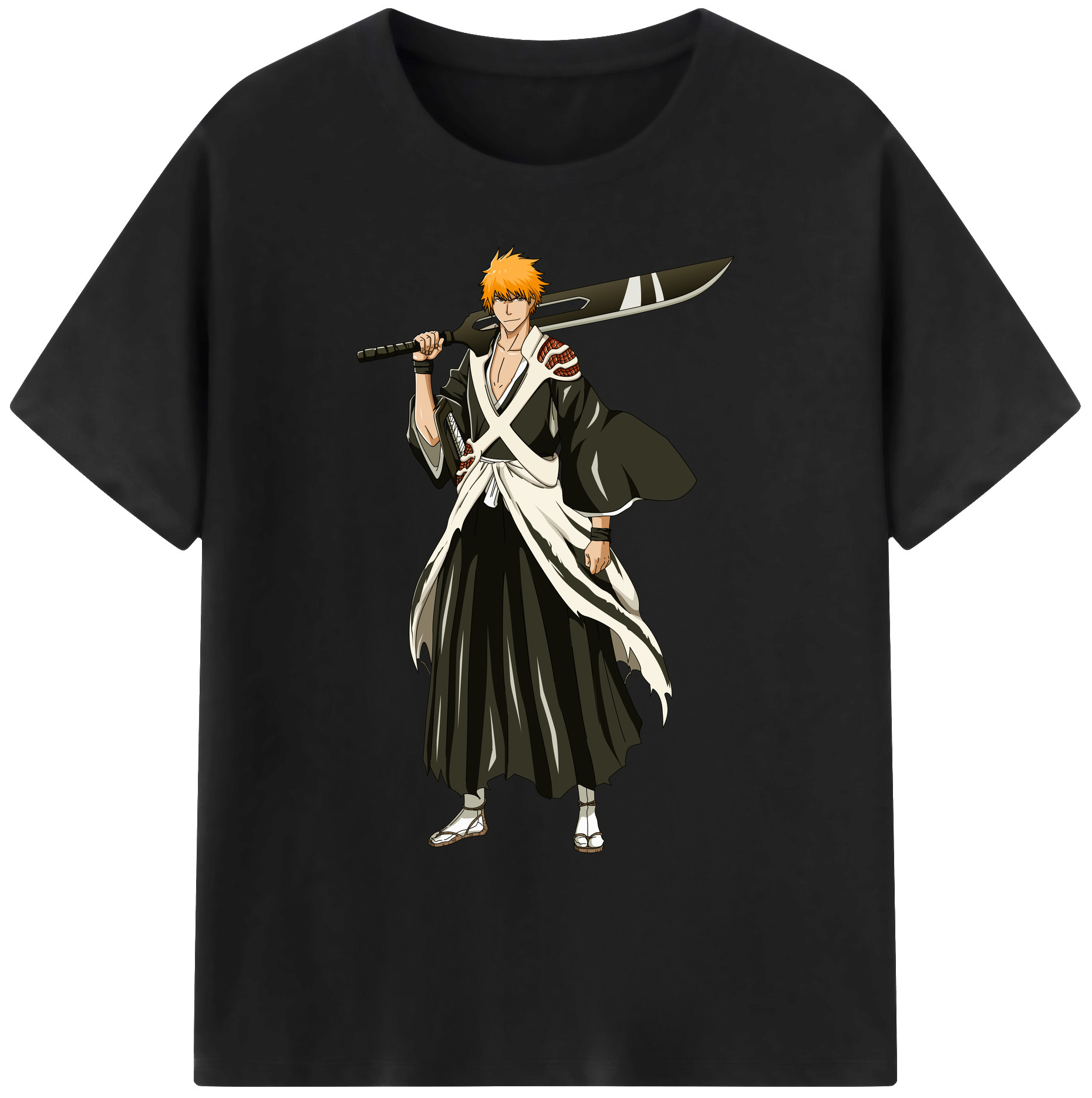（画像用） ブリーチ 黒崎一護（くろさき いちご）BLEACH Kurosaki Ichigo 綿100％ メンズ半袖Tシャツ｜肌触りやわらか＆通気性
