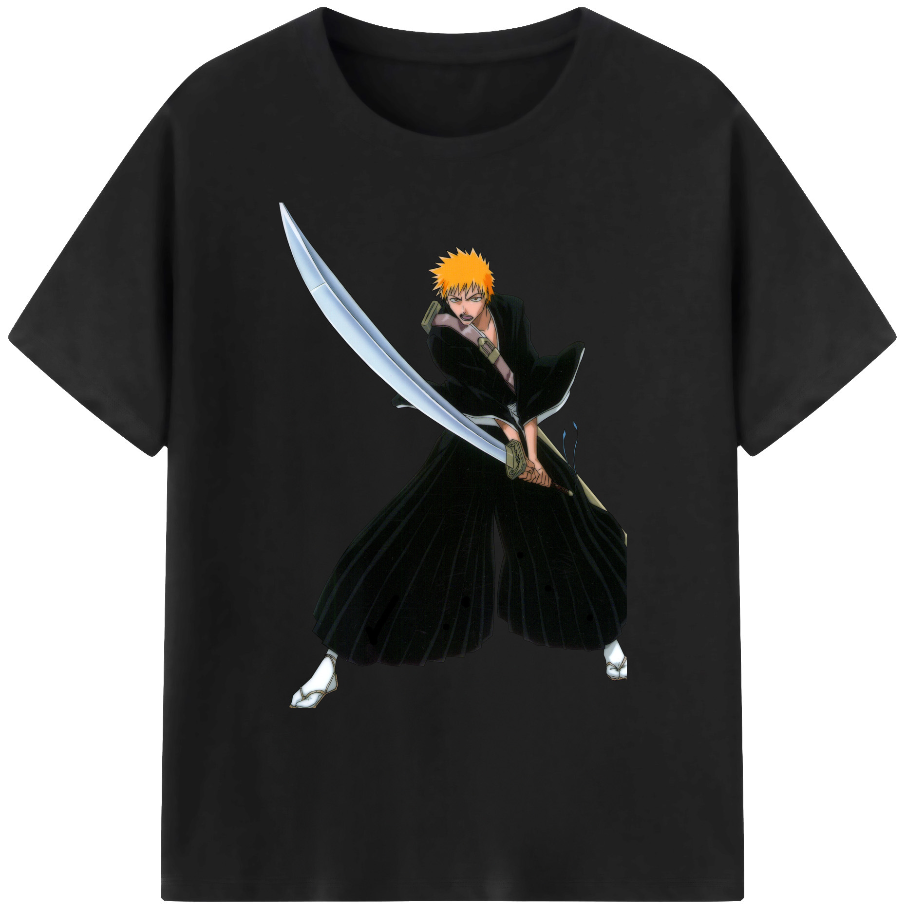 （画像用） ブリーチ 黒崎一護（くろさき いちご）BLEACH Kurosaki Ichigo 綿100％ メンズ半袖Tシャツ｜肌触りやわらか＆通気性