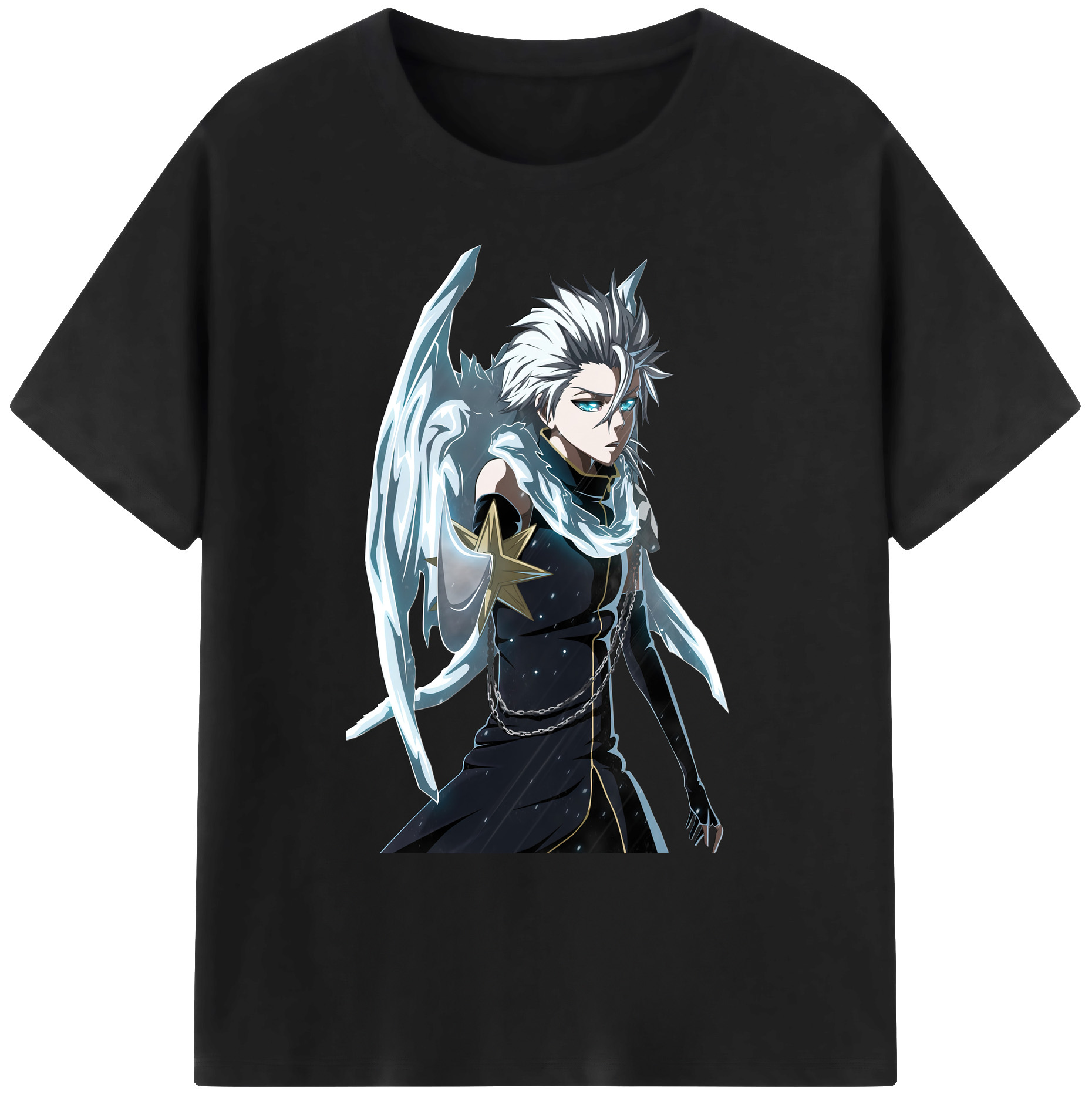 （画像用） ブリーチ 日番谷冬獅郎（ひつがや とうしろう） BLEACH Hitsugaya Toushirou 綿100％ メンズ半袖Tシャツ｜肌触りやわらか＆通気性