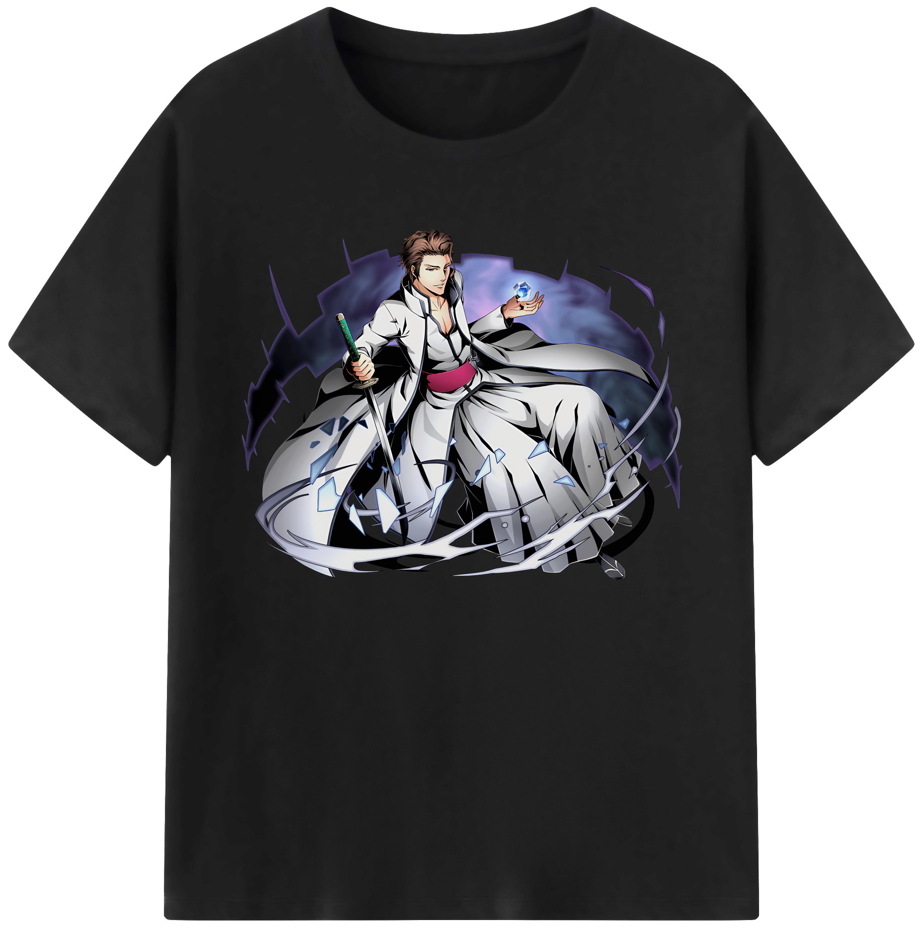 （画像用） ブリーチ 藍染 惣右介（あいぜん そうすけ） BLEACH Aizen Sousuke 綿100％ メンズ半袖Tシャツ｜肌触りやわらか＆通気性