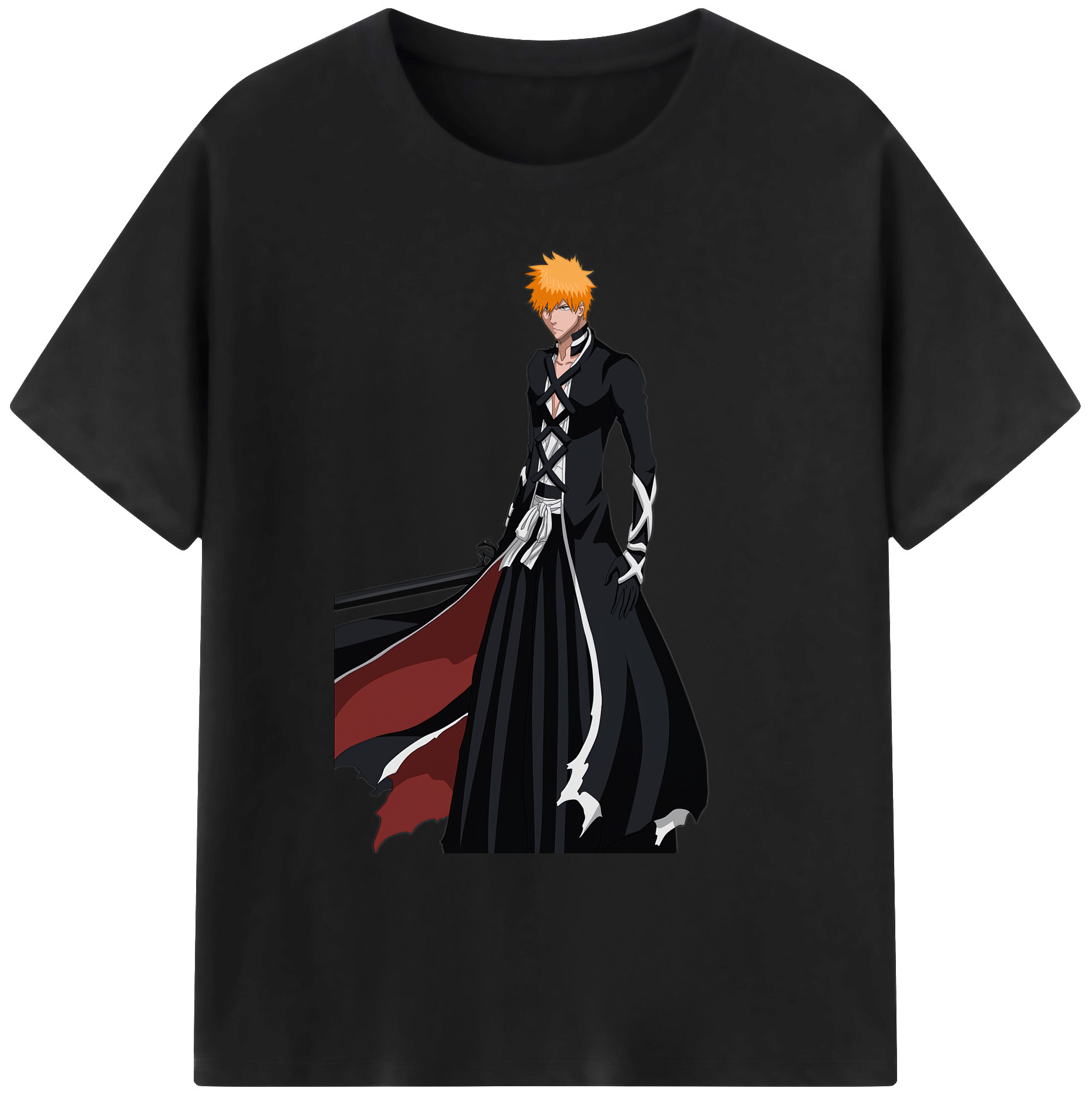 （画像用） ブリーチ 黒崎一護（くろさき いちご）BLEACH Kurosaki Ichigo 綿100％ メンズ半袖Tシャツ｜肌触りやわらか＆通気性