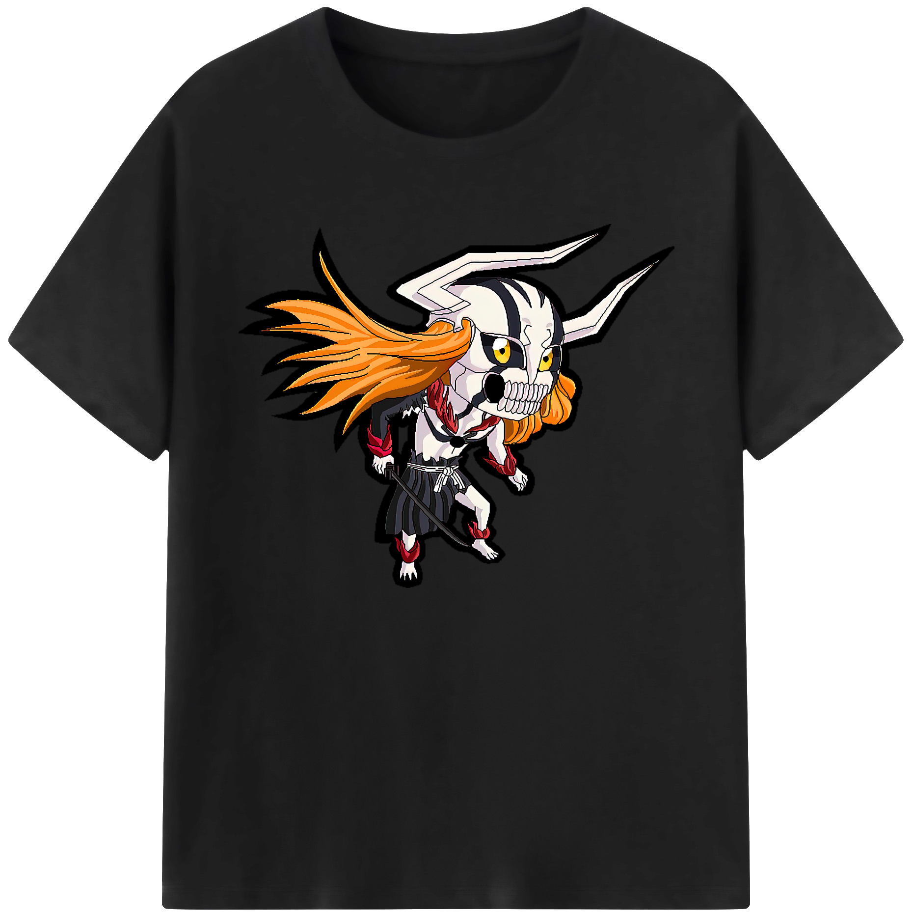 （画像用） ブリーチ 黒崎一護（くろさき いちご）BLEACH Kurosaki Ichigo 綿100％ メンズ半袖Tシャツ｜肌触りやわらか＆通気性