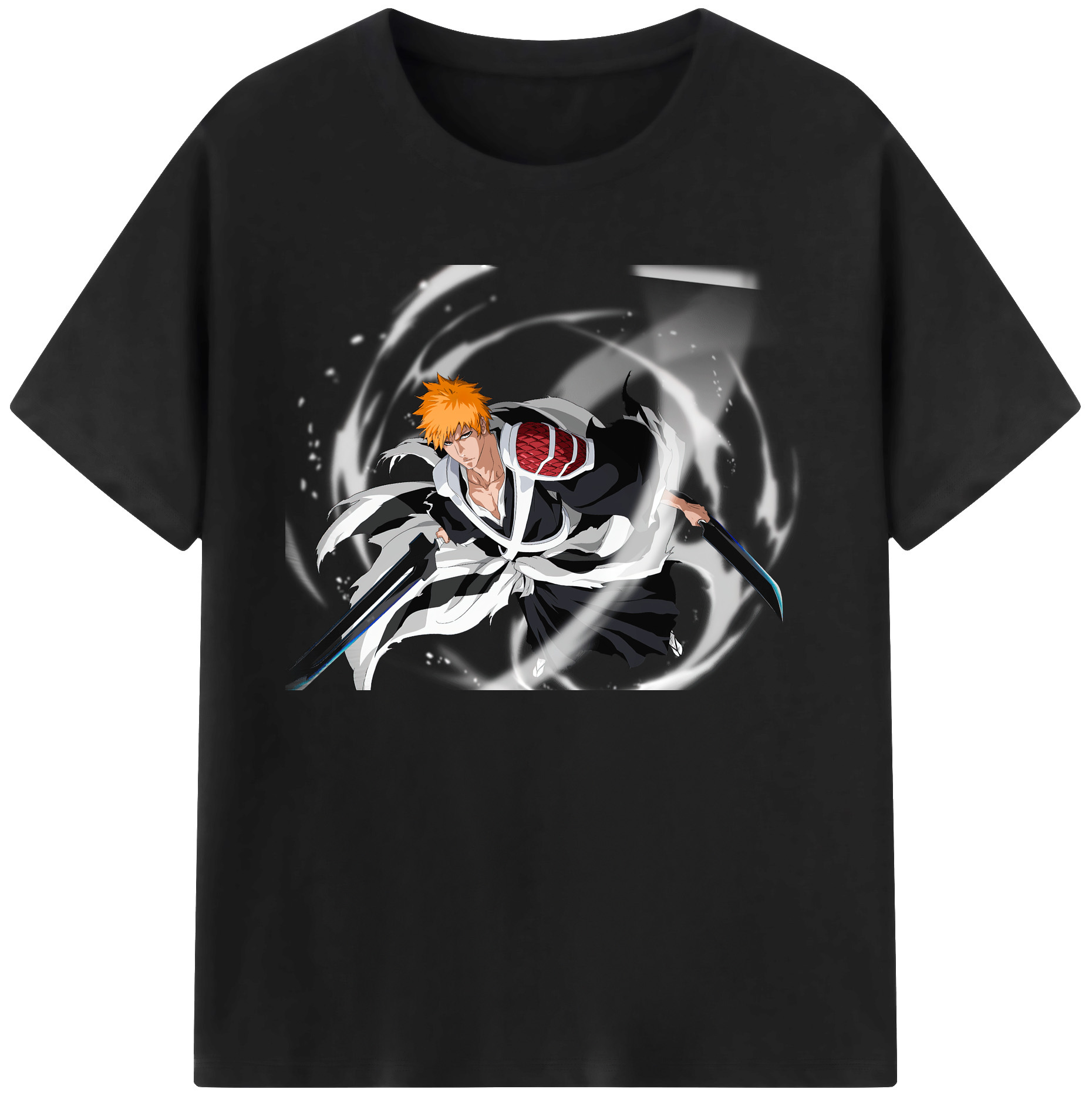 （画像用） ブリーチ 黒崎一護（くろさき いちご）BLEACH Kurosaki Ichigo 綿100％ メンズ半袖Tシャツ｜肌触りやわらか＆通気性