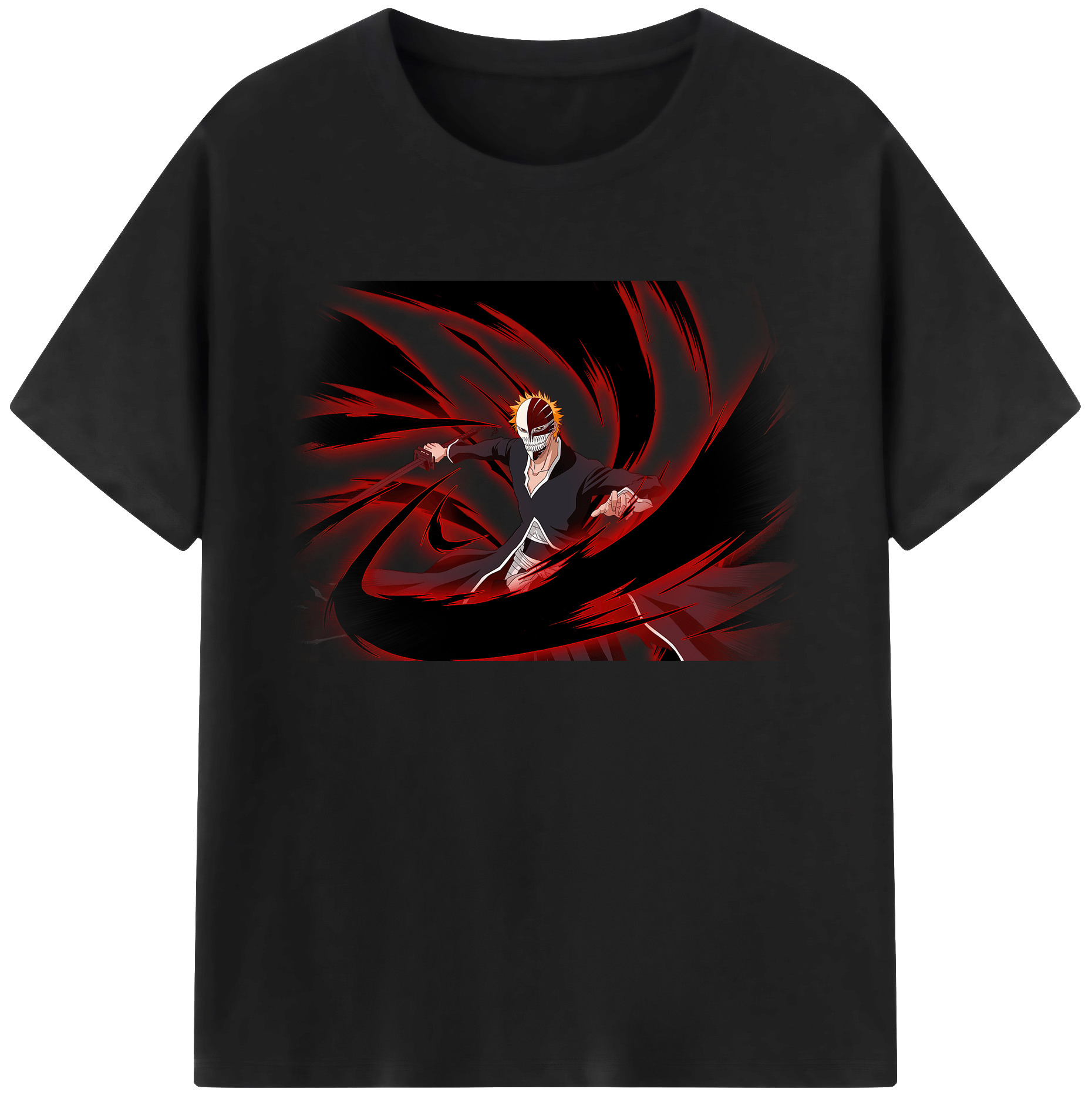 （画像用） ブリーチ 黒崎一護（くろさき いちご）BLEACH Kurosaki Ichigo 綿100％ メンズ半袖Tシャツ｜肌触りやわらか＆通気性