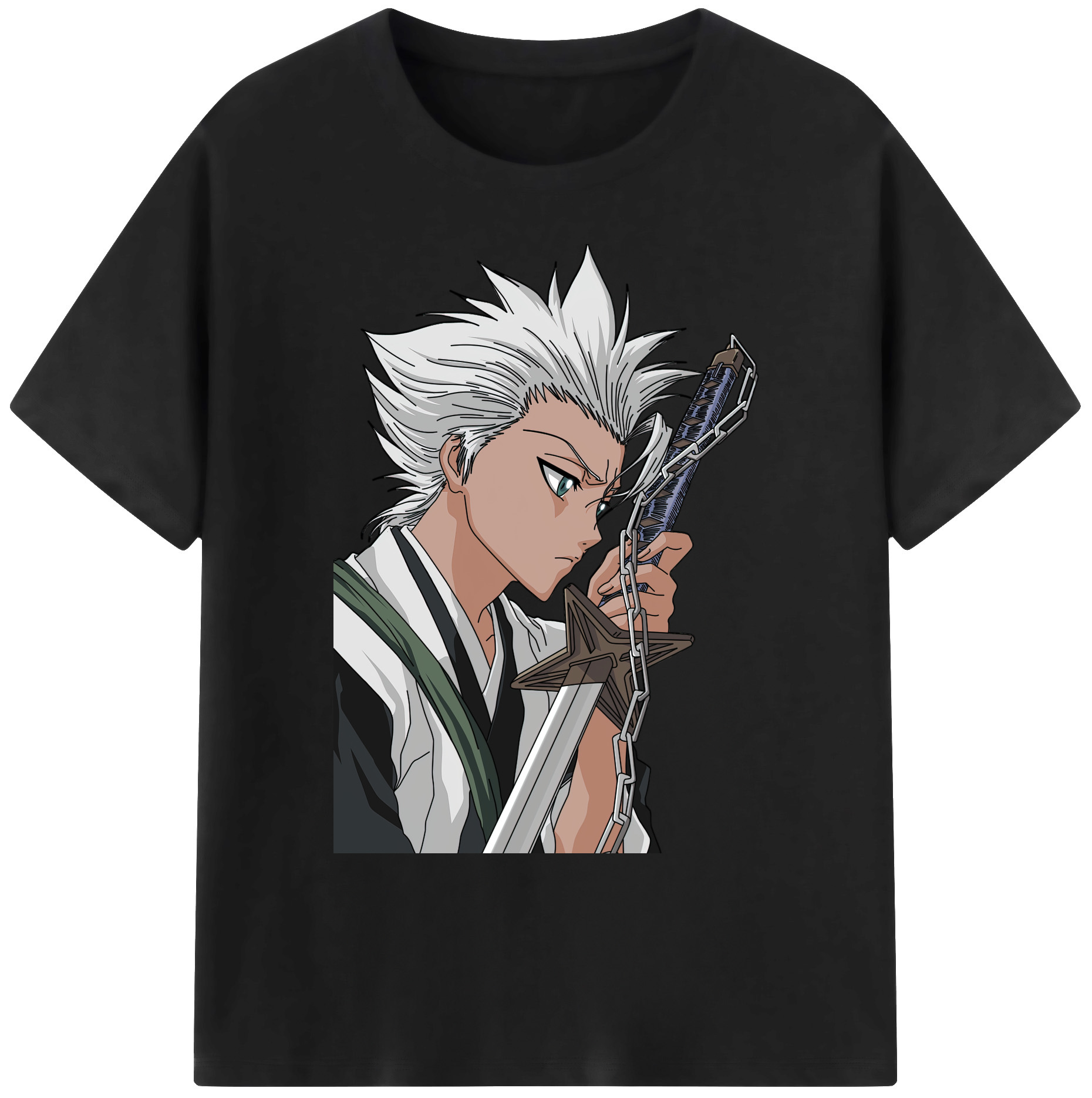 （画像用） ブリーチ 日番谷冬獅郎（ひつがや とうしろう） BLEACH Hitsugaya Toushirou 綿100％ メンズ半袖Tシャツ｜肌触りやわらか＆通気性