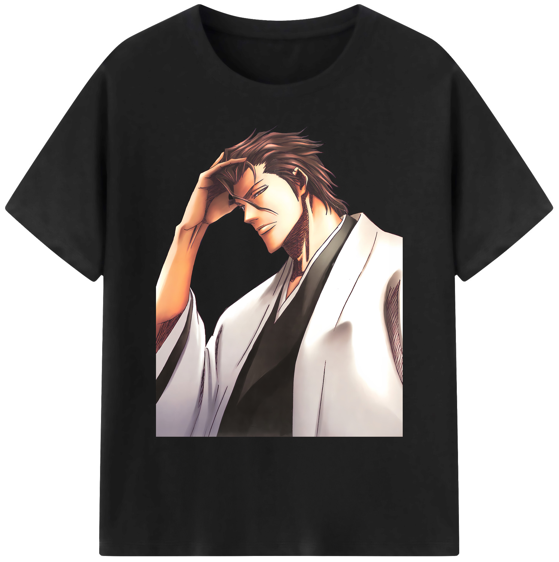 （画像用） ブリーチ 藍染 惣右介（あいぜん そうすけ） BLEACH Aizen Sousuke 綿100％ メンズ半袖Tシャツ｜肌触りやわらか＆通気性
