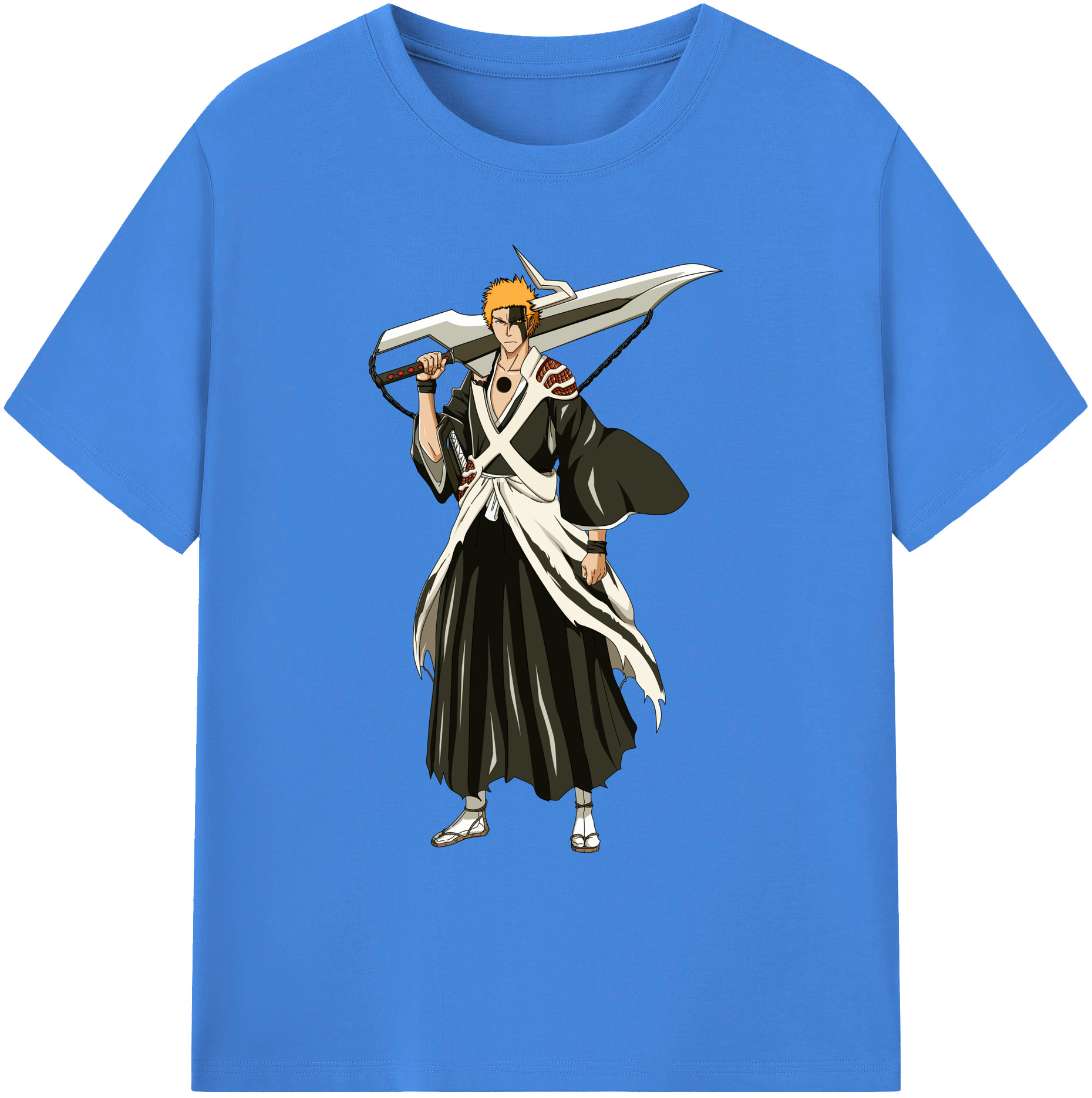 （画像用） ブリーチ 黒崎一護（くろさき いちご）BLEACH Kurosaki Ichigo 綿100％ メンズ半袖Tシャツ｜肌触りやわらか＆通気性