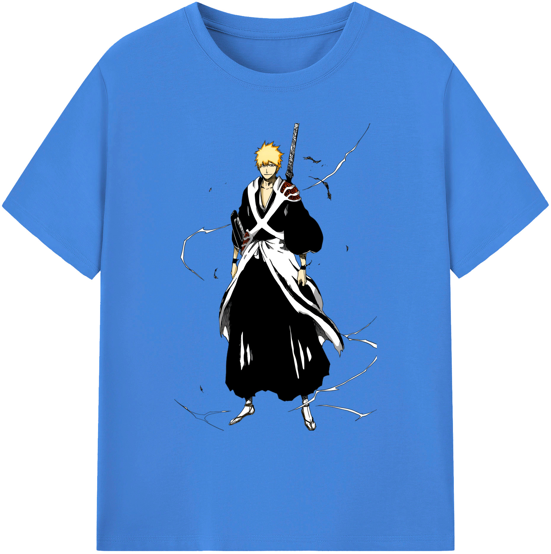 （画像用） ブリーチ 黒崎一護（くろさき いちご）BLEACH Kurosaki Ichigo 綿100％ メンズ半袖Tシャツ｜肌触りやわらか＆通気性