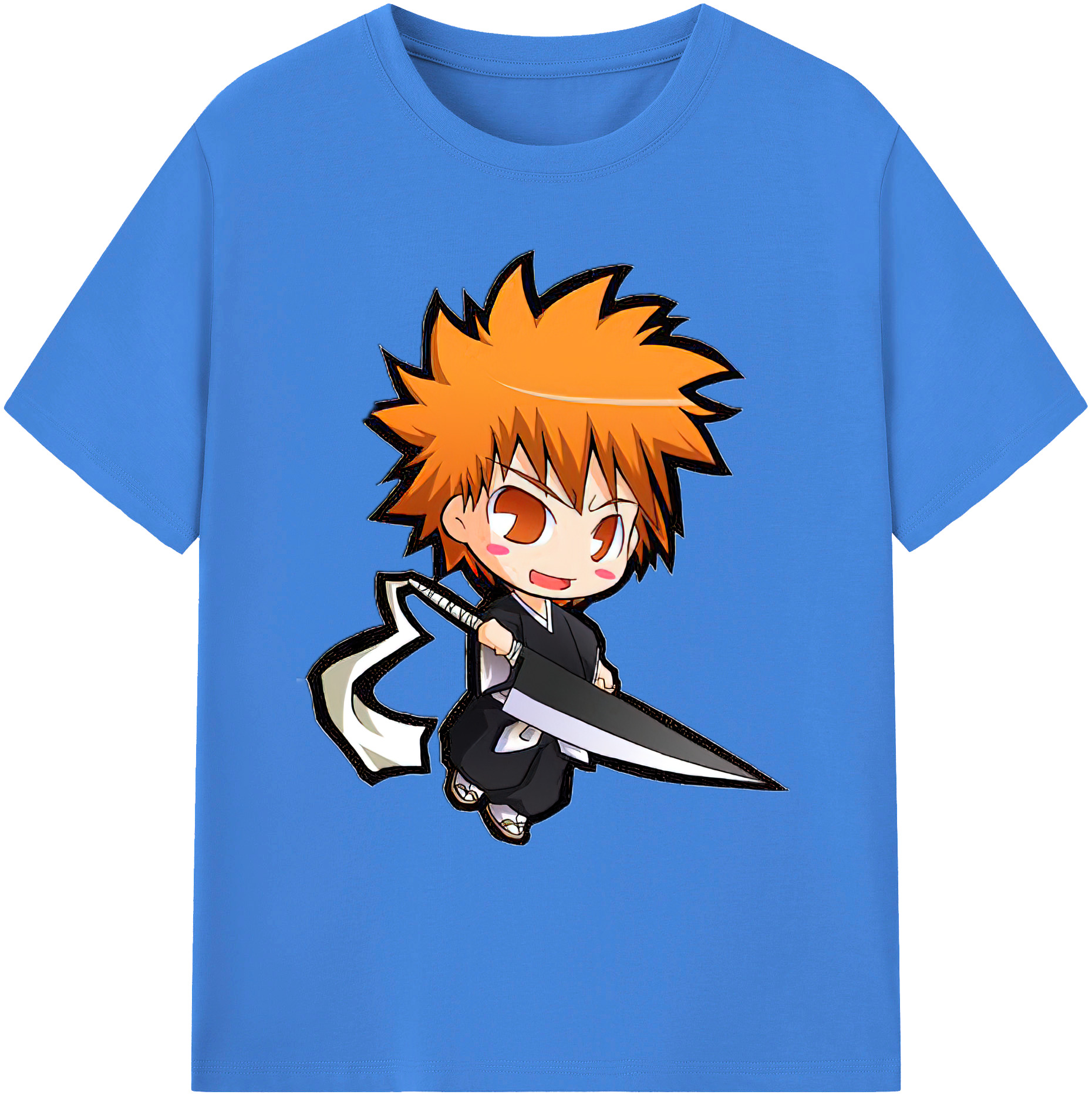 （画像用） ブリーチ 黒崎一護（くろさき いちご）BLEACH Kurosaki Ichigo 綿100％ メンズ半袖Tシャツ｜肌触りやわらか＆通気性
