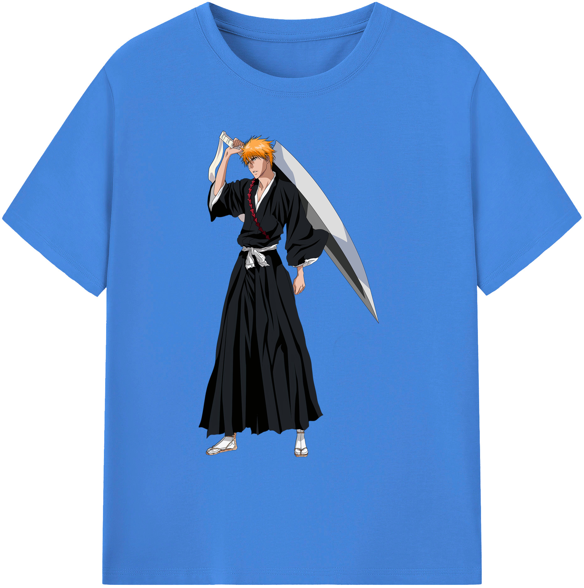 （画像用） ブリーチ 黒崎一護（くろさき いちご）BLEACH Kurosaki Ichigo 綿100％ メンズ半袖Tシャツ｜肌触りやわらか＆通気性