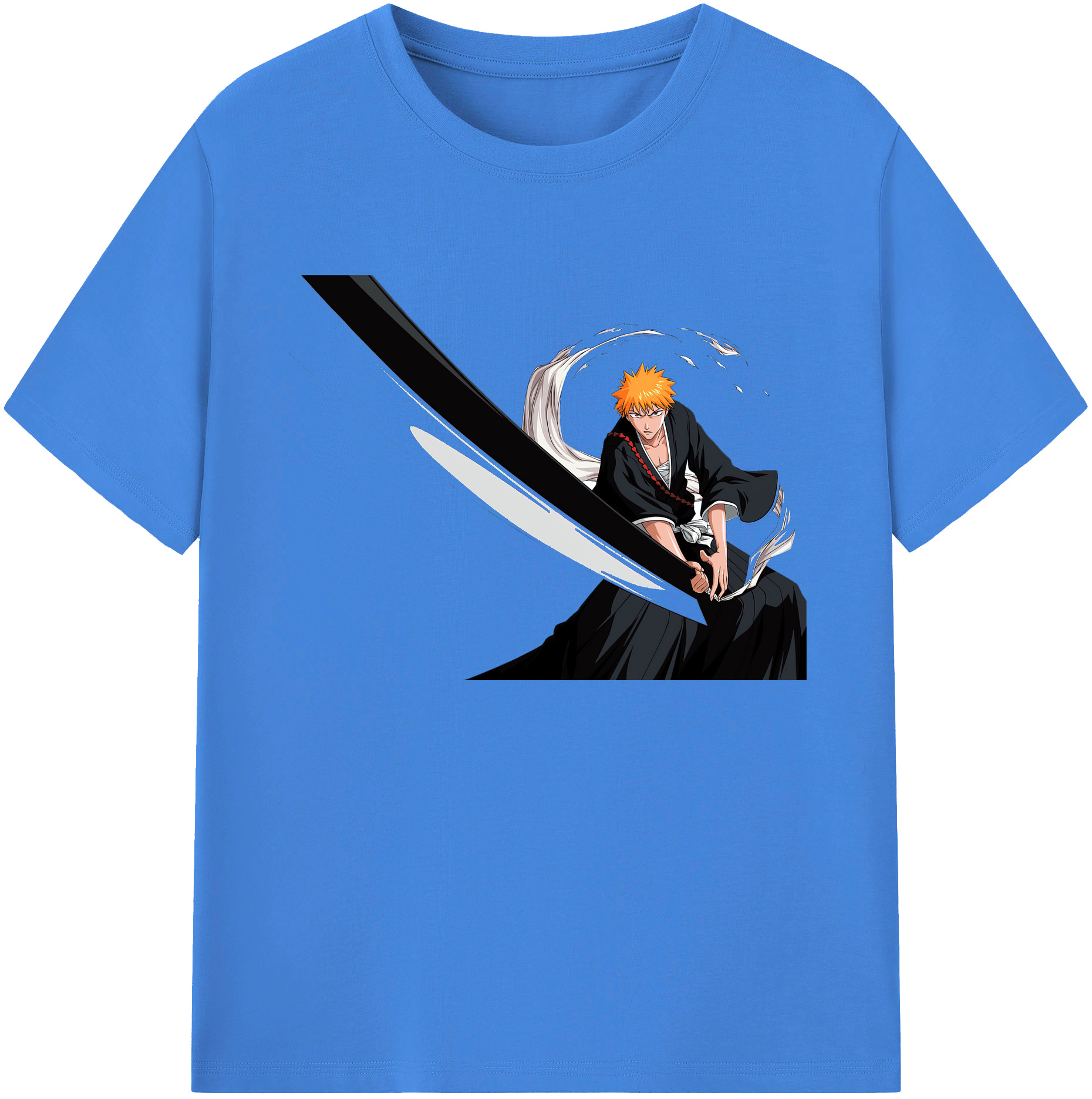 （画像用） ブリーチ 黒崎一護（くろさき いちご）BLEACH Kurosaki Ichigo 綿100％ メンズ半袖Tシャツ｜肌触りやわらか＆通気性