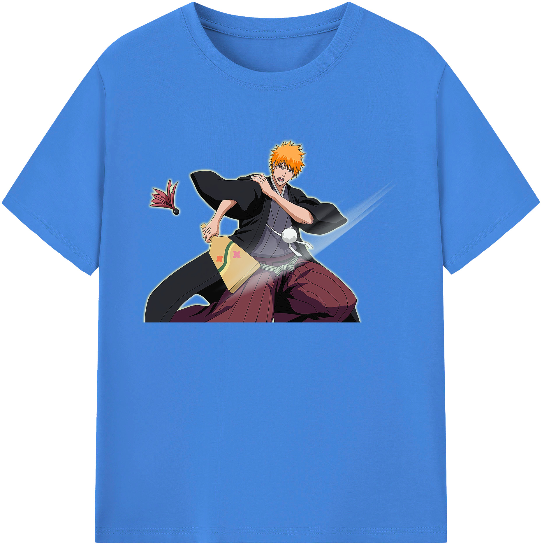 （画像用） ブリーチ 黒崎一護（くろさき いちご）BLEACH Kurosaki Ichigo 綿100％ メンズ半袖Tシャツ｜肌触りやわらか＆通気性