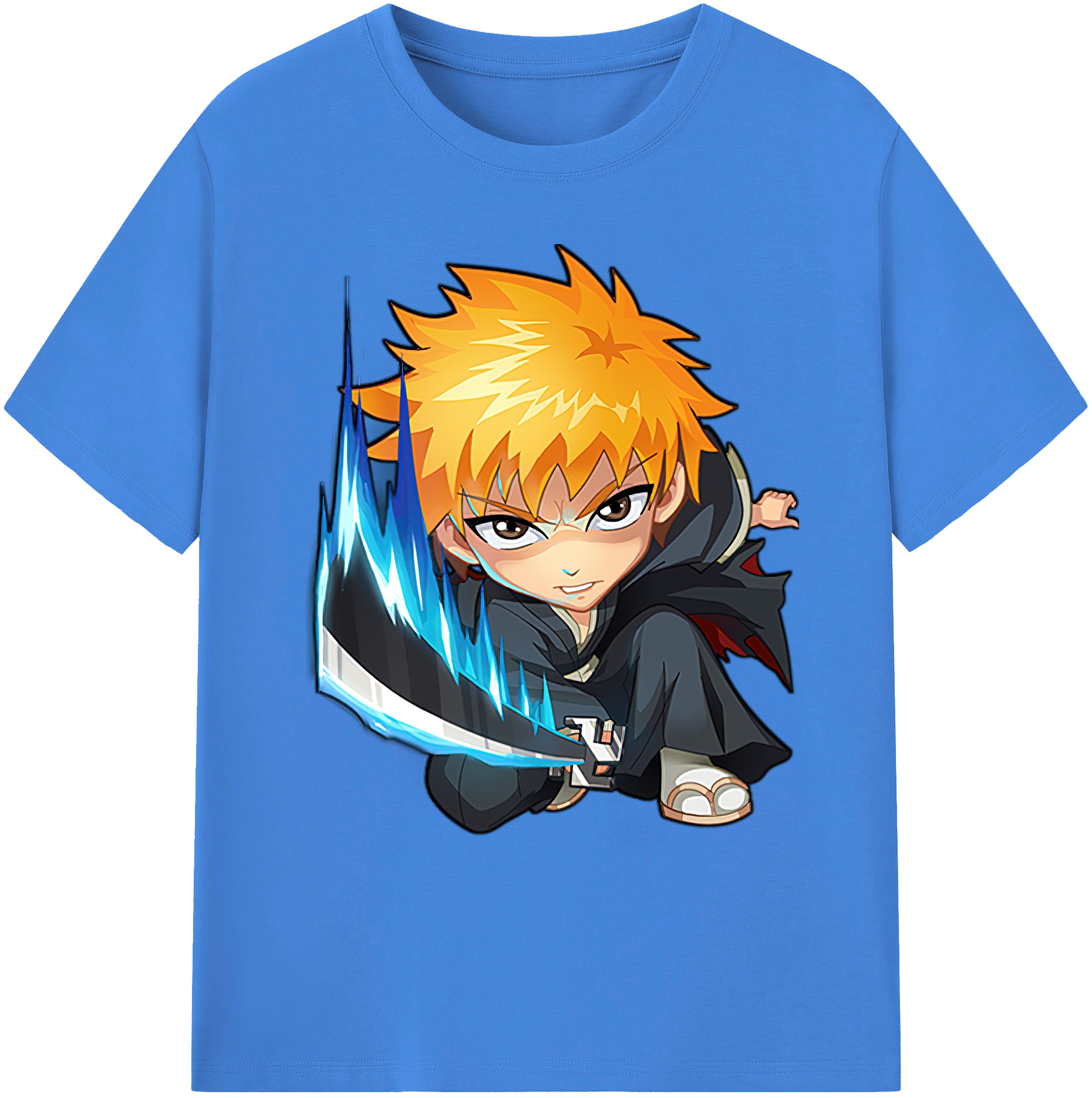 （画像用） ブリーチ 黒崎一護（くろさき いちご）BLEACH Kurosaki Ichigo 綿100％ メンズ半袖Tシャツ｜肌触りやわらか＆通気性