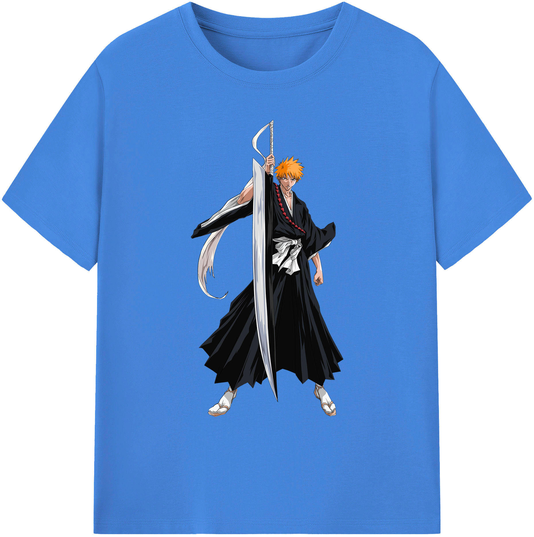 （画像用） ブリーチ 黒崎一護（くろさき いちご）BLEACH Kurosaki Ichigo 綿100％ メンズ半袖Tシャツ｜肌触りやわらか＆通気性