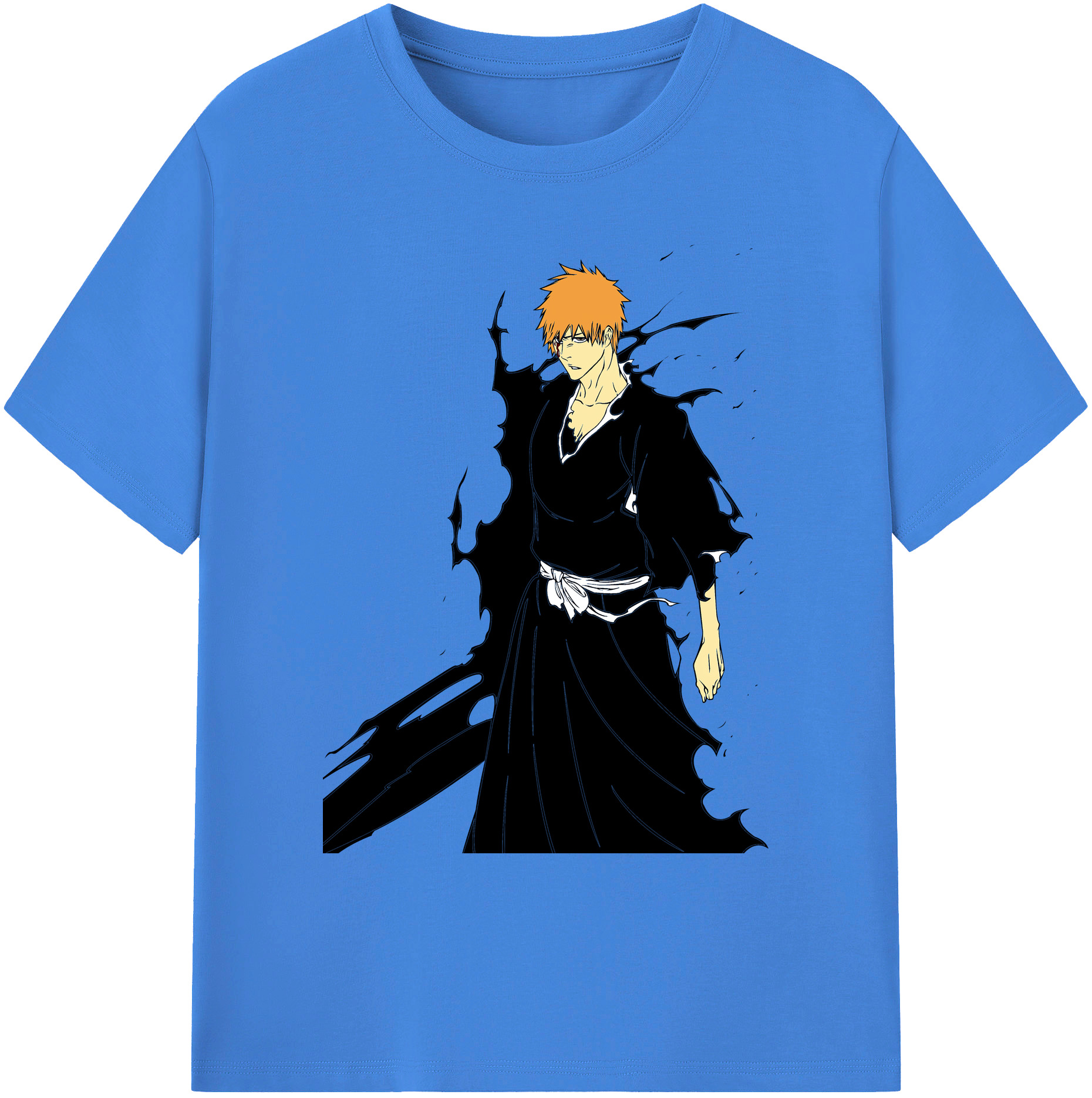 （画像用） ブリーチ 黒崎一護（くろさき いちご）BLEACH Kurosaki Ichigo 綿100％ メンズ半袖Tシャツ｜肌触りやわらか＆通気性