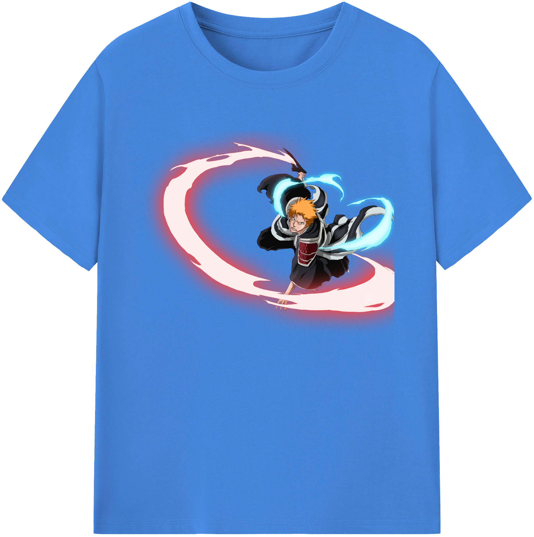 （画像用） ブリーチ 黒崎一護（くろさき いちご）BLEACH Kurosaki Ichigo 綿100％ メンズ半袖Tシャツ｜肌触りやわらか＆通気性