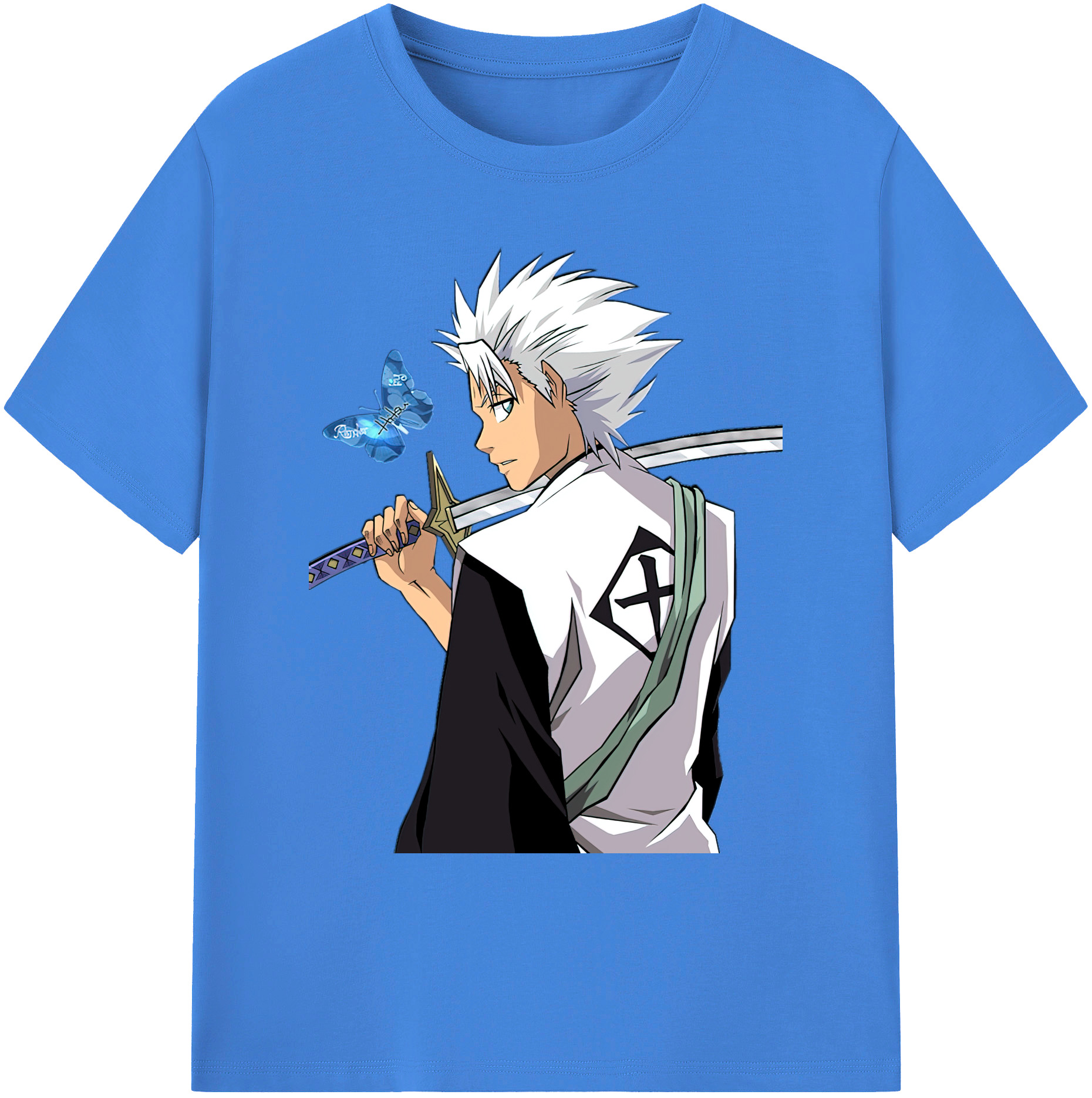 （画像用） ブリーチ 日番谷冬獅郎（ひつがや とうしろう） BLEACH Hitsugaya Toushirou 綿100％ メンズ半袖Tシャツ｜肌触りやわらか＆通気性