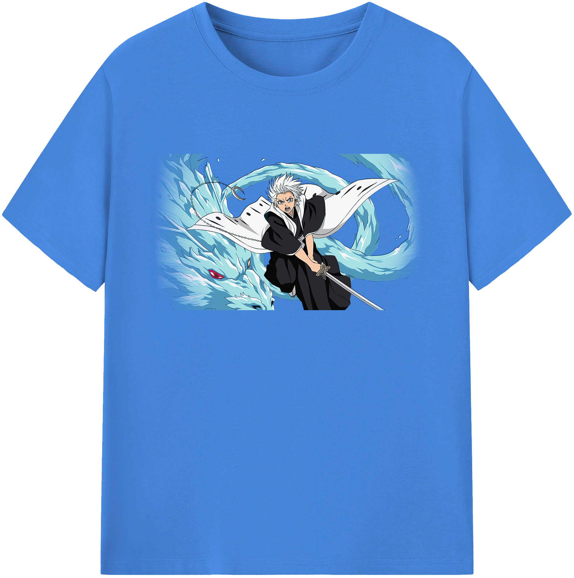 （画像用） ブリーチ 日番谷冬獅郎（ひつがや とうしろう） BLEACH Hitsugaya Toushirou 綿100％ メンズ半袖Tシャツ｜肌触りやわらか＆通気性