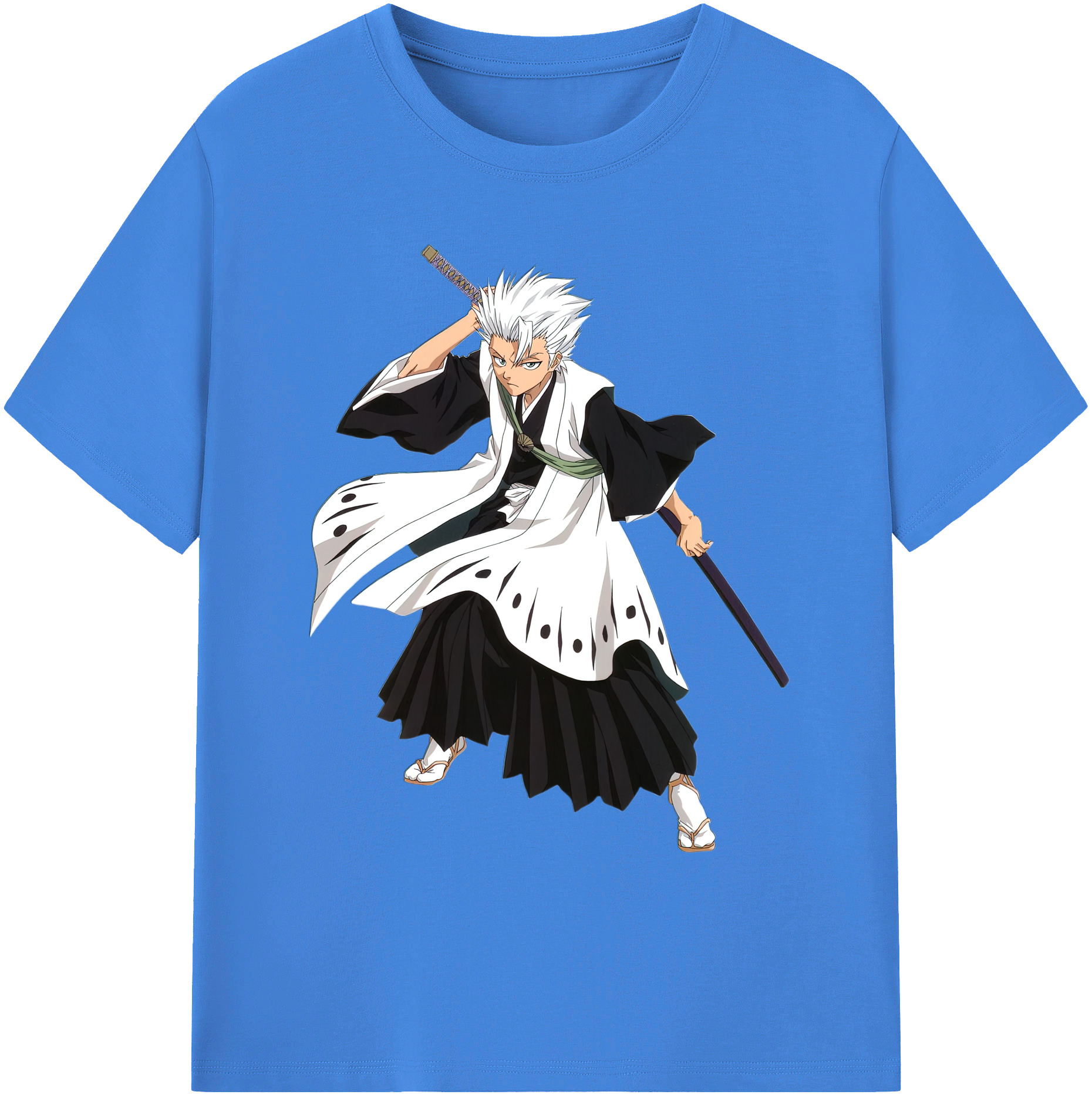 （画像用） ブリーチ 日番谷冬獅郎（ひつがや とうしろう） BLEACH Hitsugaya Toushirou 綿100％ メンズ半袖Tシャツ｜肌触りやわらか＆通気性