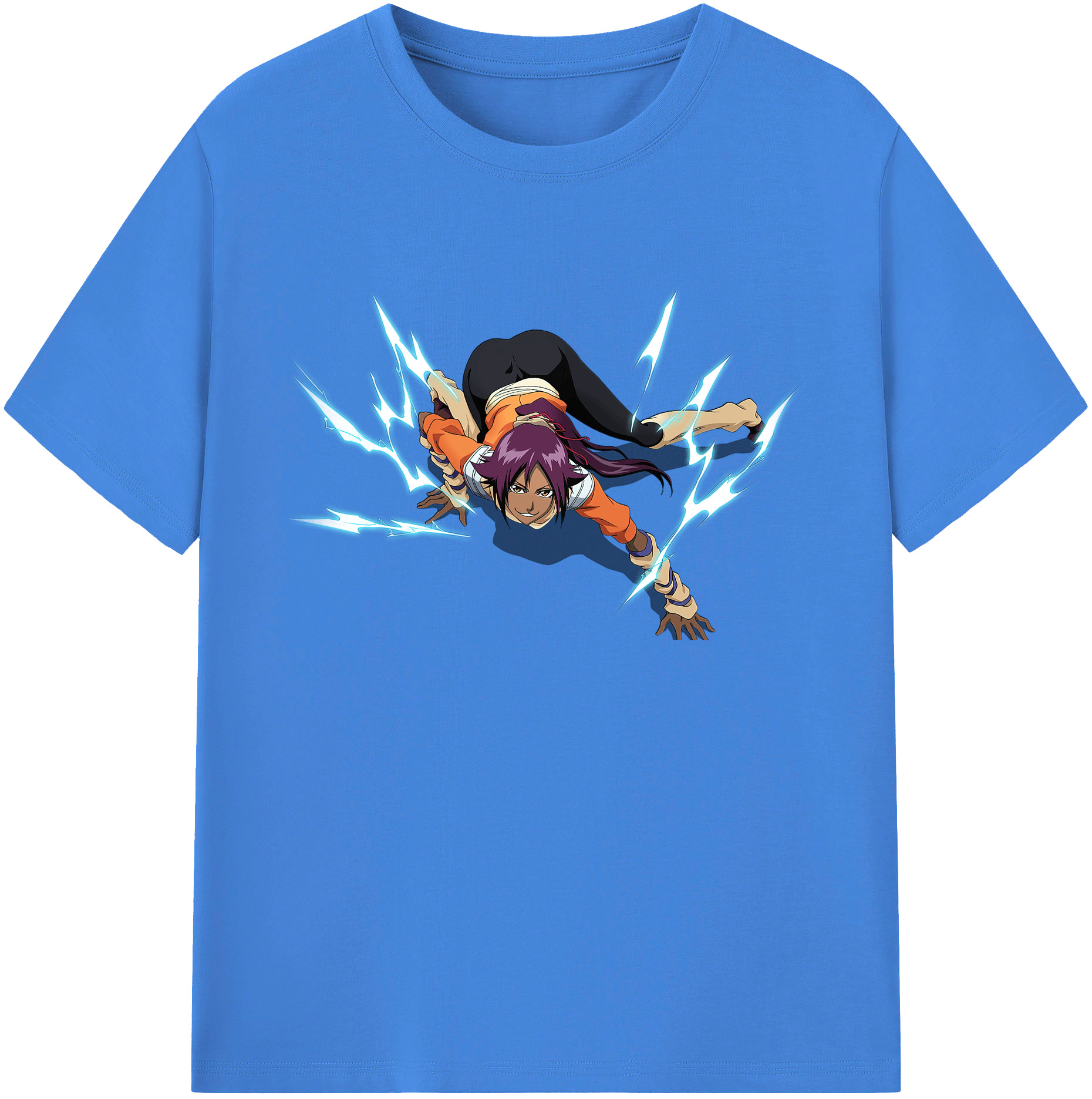 （画像用） ブリーチ 四楓院 夜一（しほういん よるいち） BLEACH Shihouin Yoruichi 綿100％ メンズ半袖Tシャツ｜肌触りやわらか＆通気性