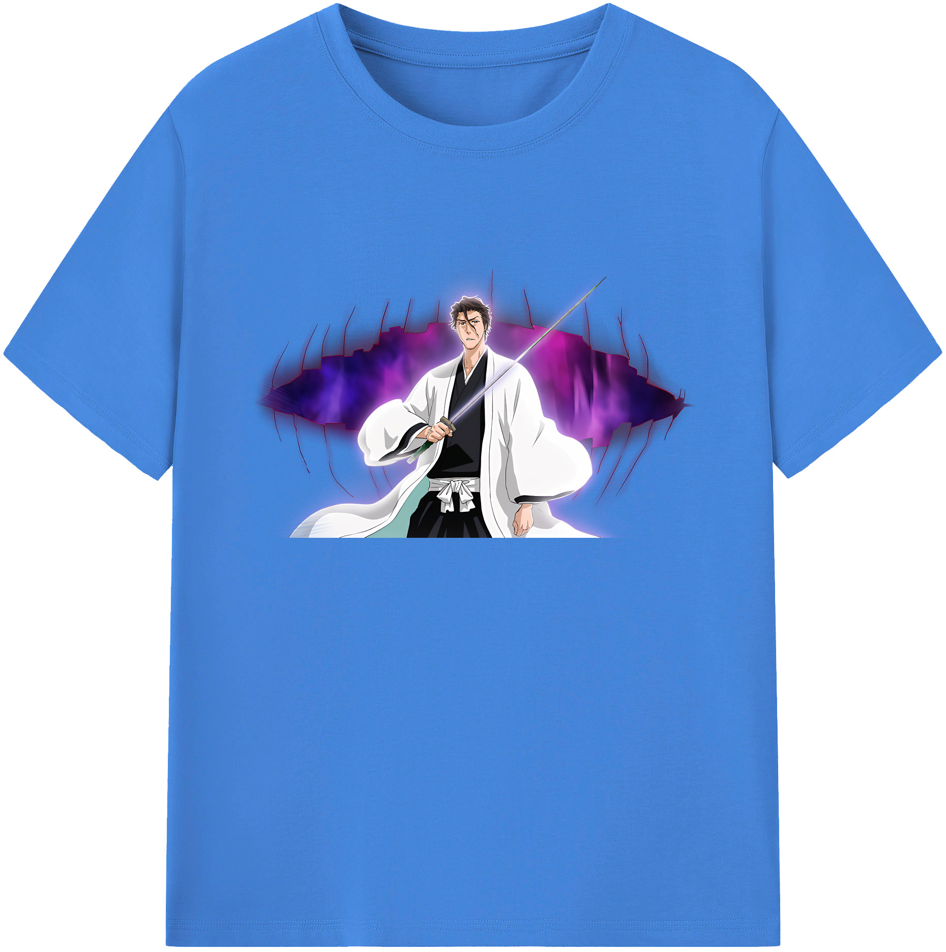 （画像用） ブリーチ 藍染 惣右介（あいぜん そうすけ） BLEACH Aizen Sousuke 綿100％ メンズ半袖Tシャツ｜肌触りやわらか＆通気性
