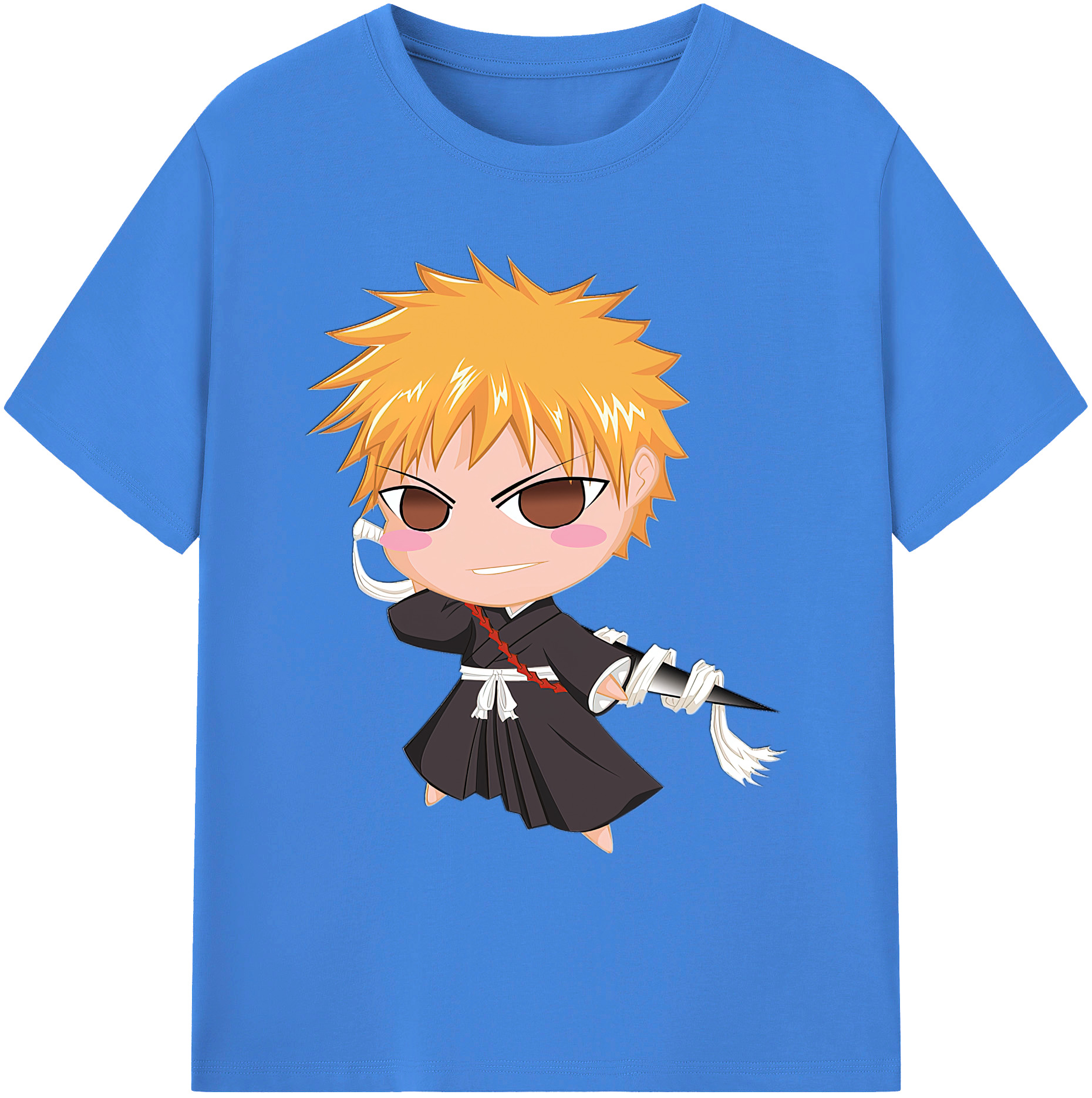 （画像用） ブリーチ 黒崎一護（くろさき いちご）BLEACH Kurosaki Ichigo 綿100％ メンズ半袖Tシャツ｜肌触りやわらか＆通気性