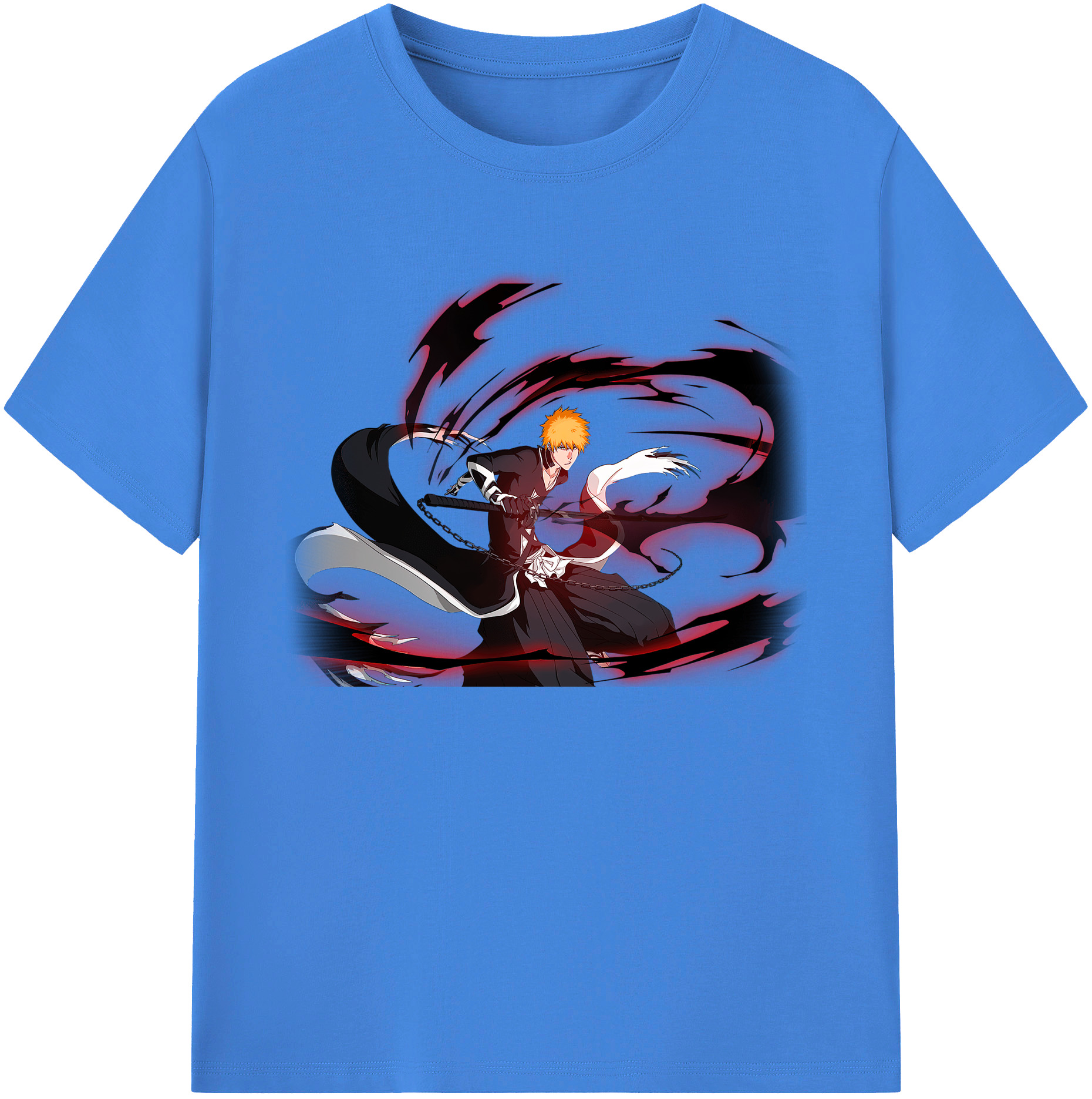 （画像用） ブリーチ 黒崎一護（くろさき いちご）BLEACH Kurosaki Ichigo 綿100％ メンズ半袖Tシャツ｜肌触りやわらか＆通気性