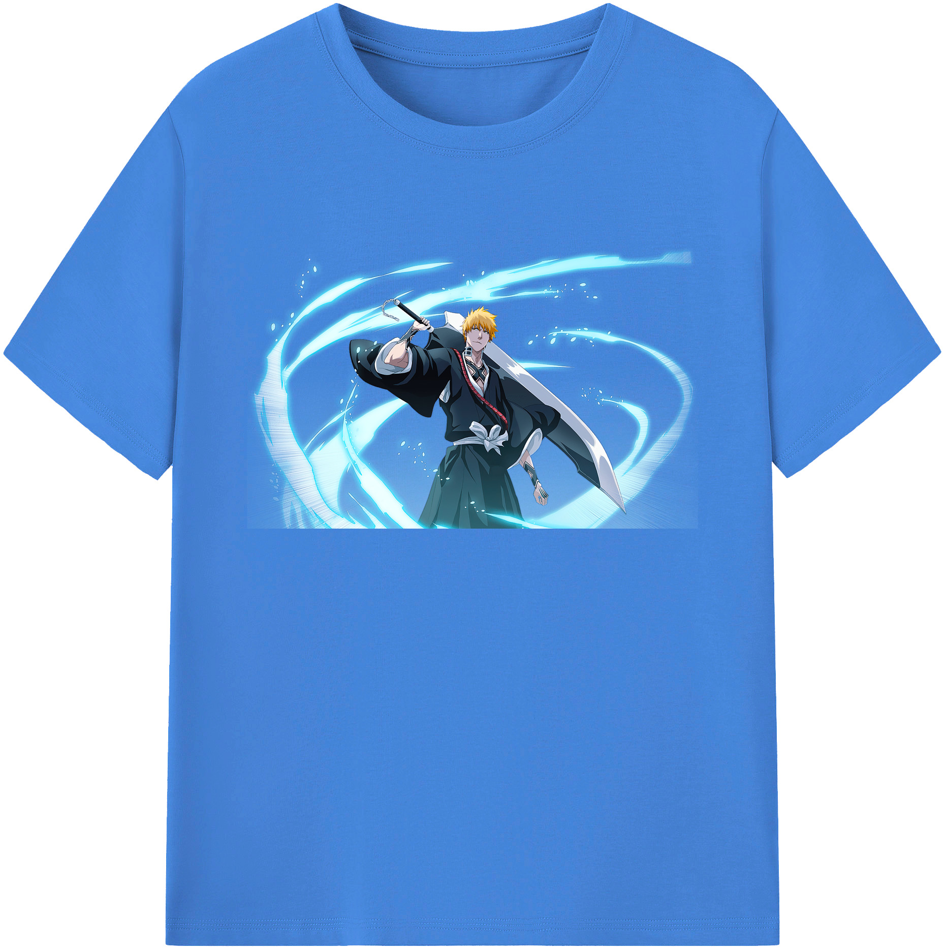 （画像用） ブリーチ 黒崎一護（くろさき いちご）BLEACH Kurosaki Ichigo 綿100％ メンズ半袖Tシャツ｜肌触りやわらか＆通気性