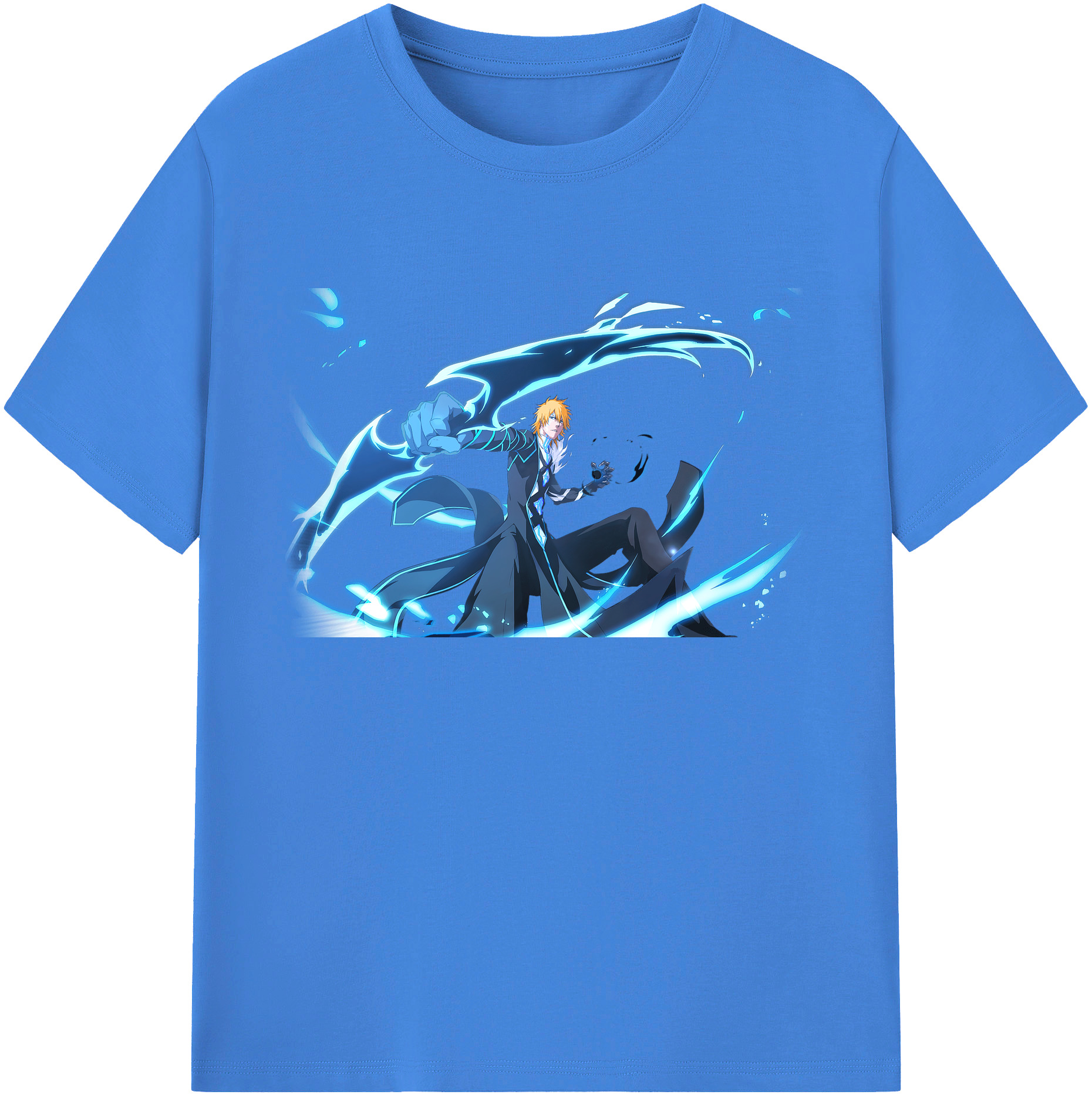 （画像用） ブリーチ 黒崎一護（くろさき いちご）BLEACH Kurosaki Ichigo 綿100％ メンズ半袖Tシャツ｜肌触りやわらか＆通気性