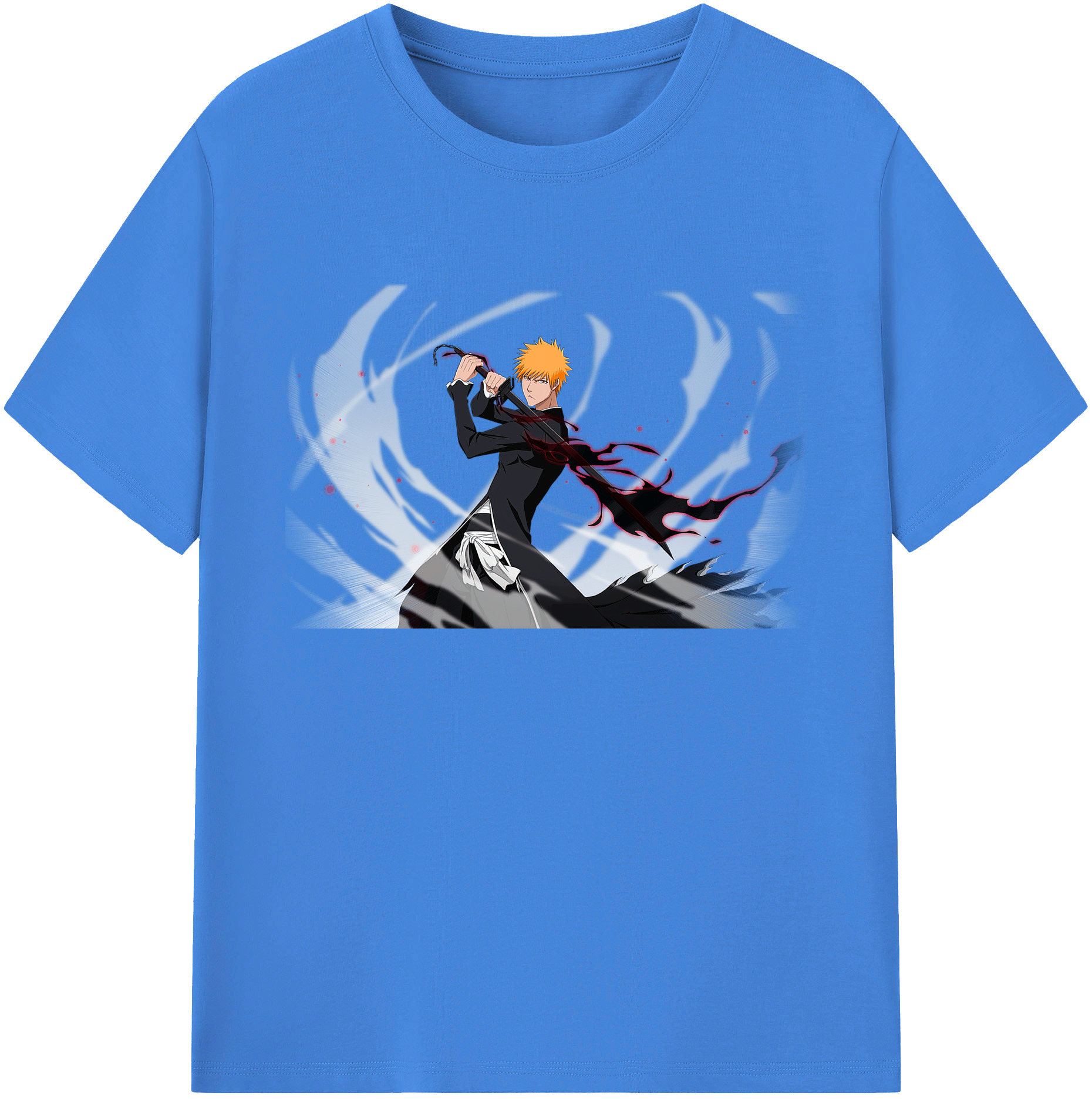 （画像用） ブリーチ 黒崎一護（くろさき いちご）BLEACH Kurosaki Ichigo 綿100％ メンズ半袖Tシャツ｜肌触りやわらか＆通気性