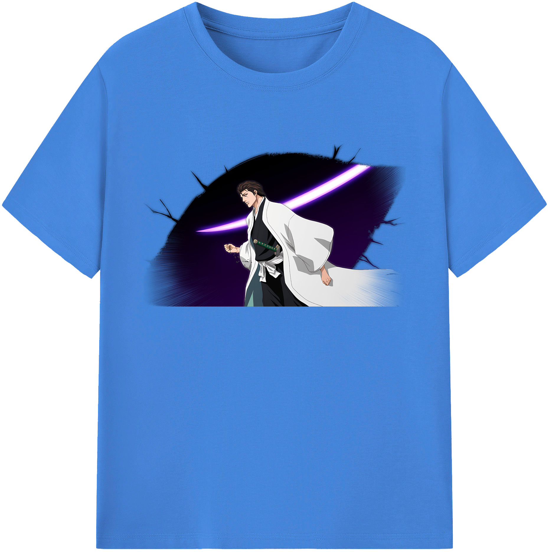 （画像用） ブリーチ 藍染 惣右介（あいぜん そうすけ） BLEACH Aizen Sousuke 綿100％ メンズ半袖Tシャツ｜肌触りやわらか＆通気性