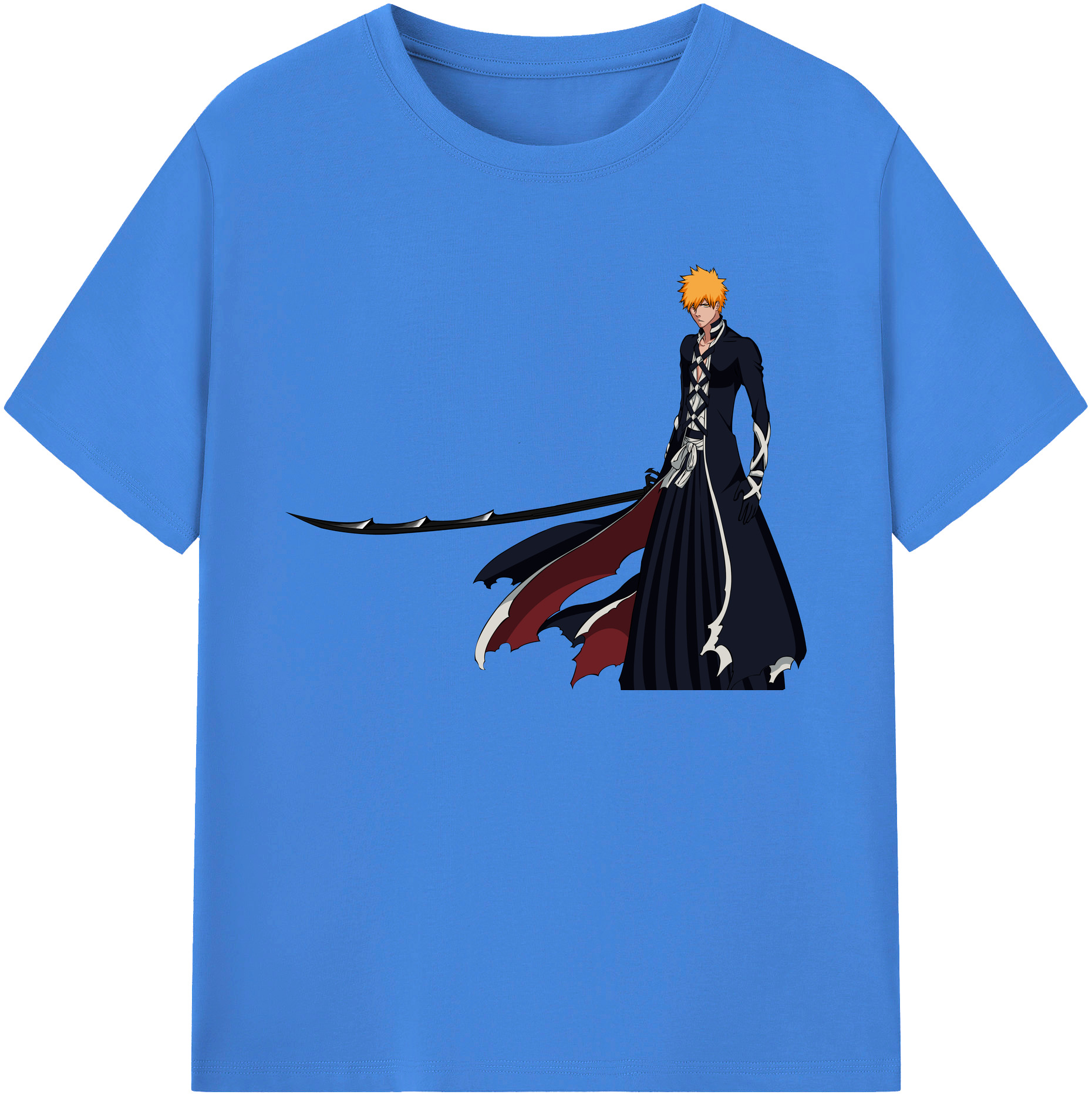 （画像用） ブリーチ 黒崎一護（くろさき いちご）BLEACH Kurosaki Ichigo 綿100％ メンズ半袖Tシャツ｜肌触りやわらか＆通気性