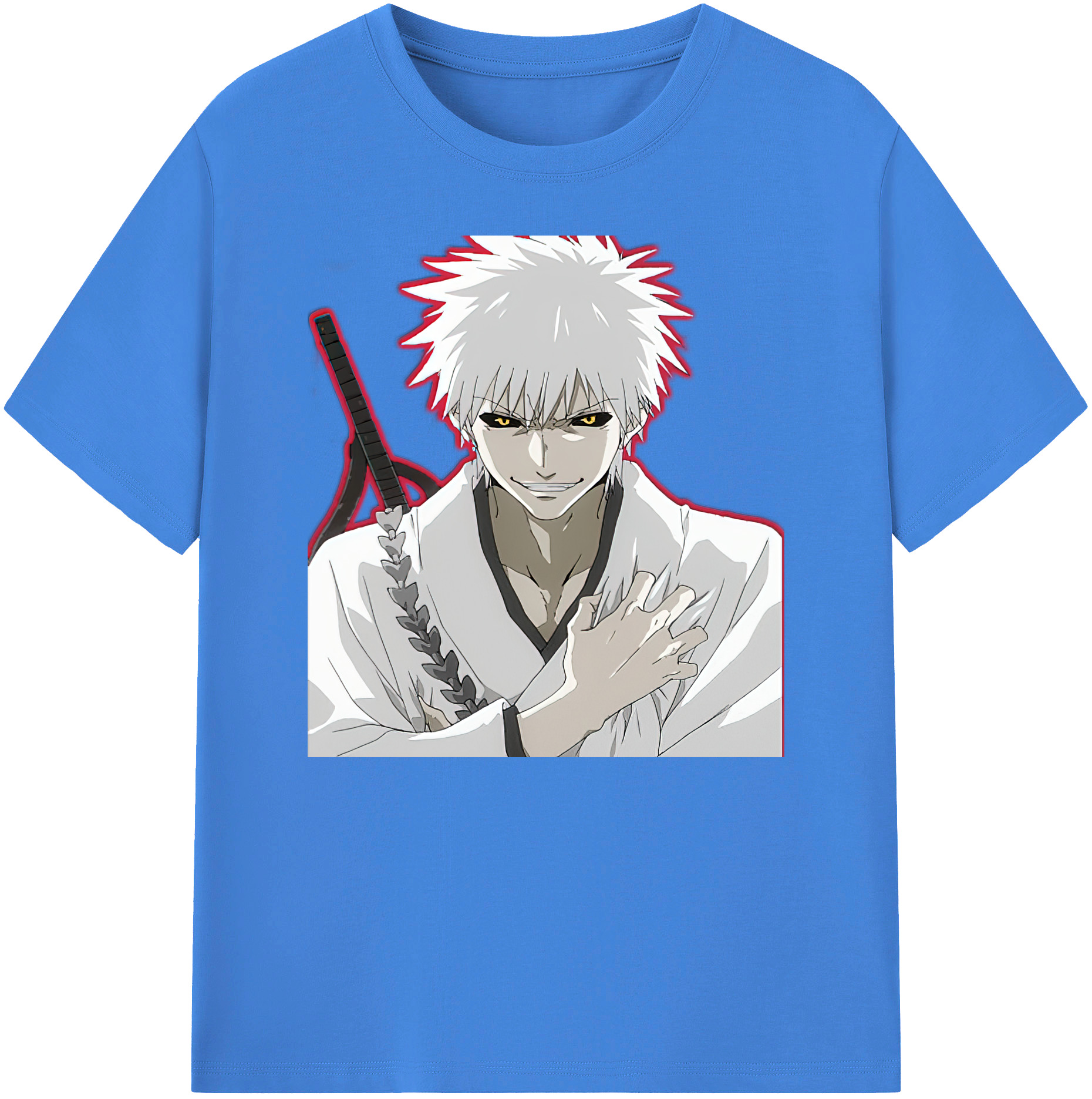 （画像用） ブリーチ 黒崎一護（くろさき いちご）BLEACH Kurosaki Ichigo 綿100％ メンズ半袖Tシャツ｜肌触りやわらか＆通気性