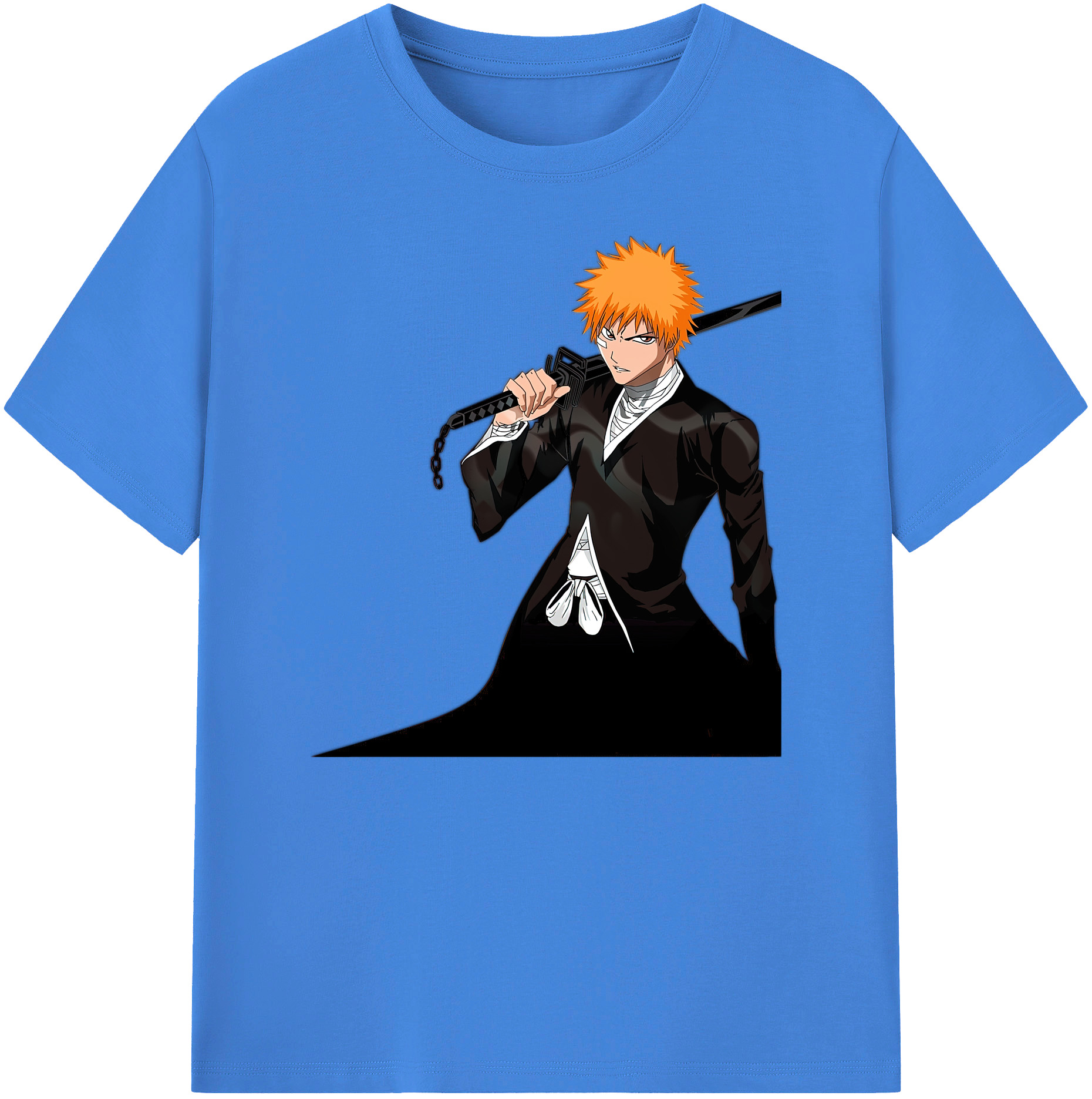 （画像用） ブリーチ 黒崎一護（くろさき いちご）BLEACH Kurosaki Ichigo 綿100％ メンズ半袖Tシャツ｜肌触りやわらか＆通気性