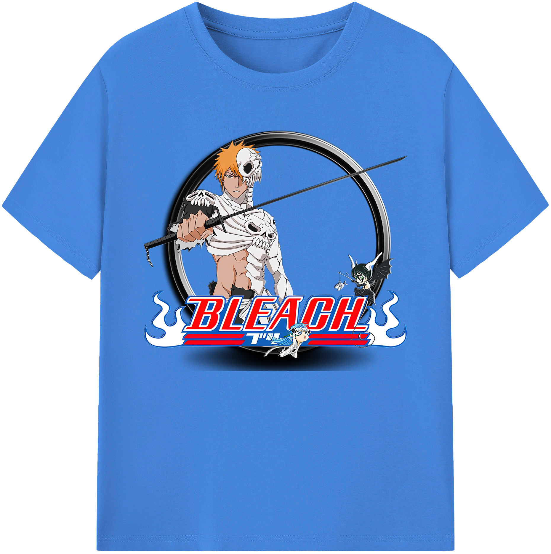 （画像用） ブリーチ 黒崎一護（くろさき いちご）BLEACH Kurosaki Ichigo 綿100％ メンズ半袖Tシャツ｜肌触りやわらか＆通気性
