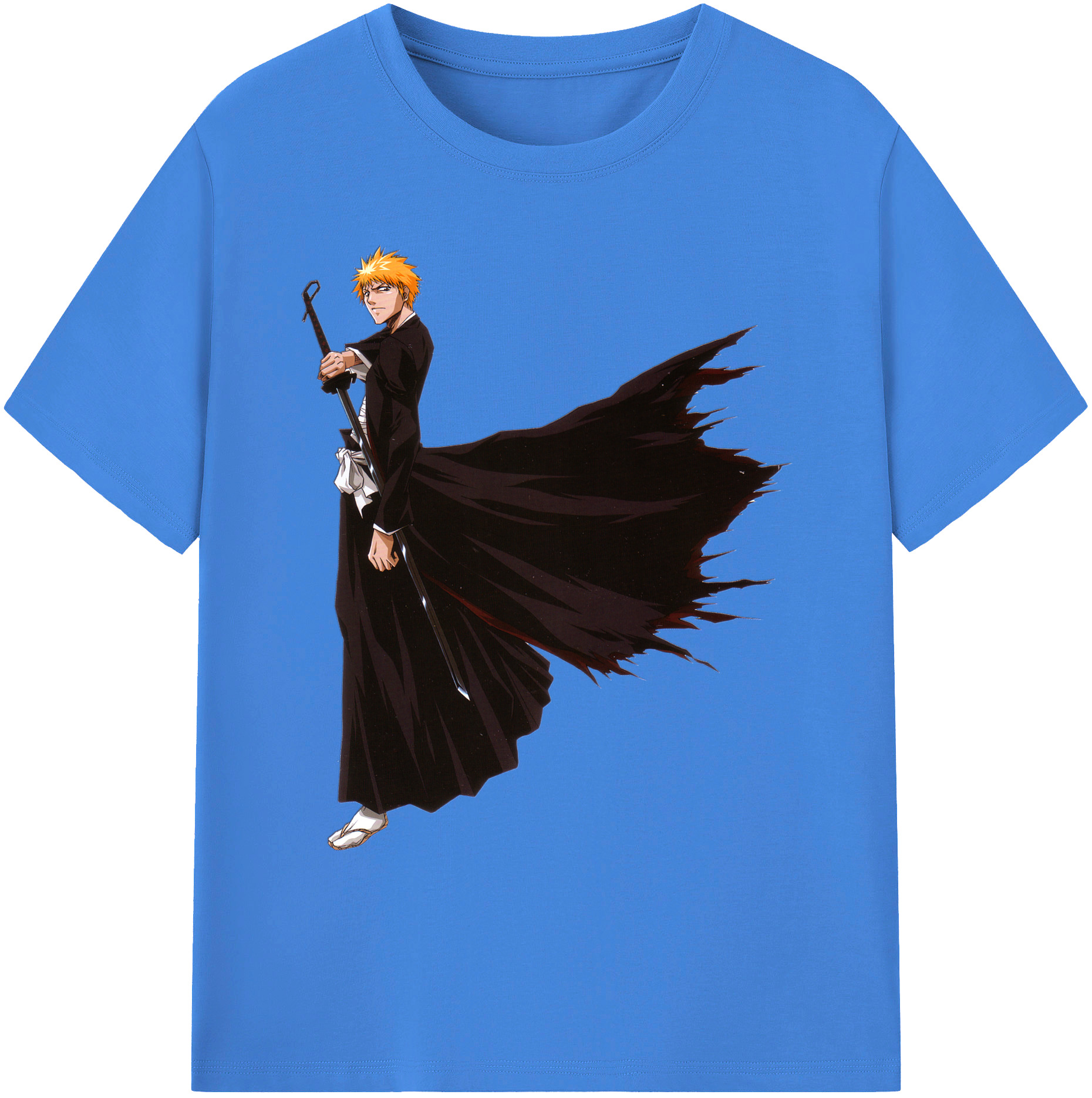 （画像用） ブリーチ 黒崎一護（くろさき いちご）BLEACH Kurosaki Ichigo 綿100％ メンズ半袖Tシャツ｜肌触りやわらか＆通気性