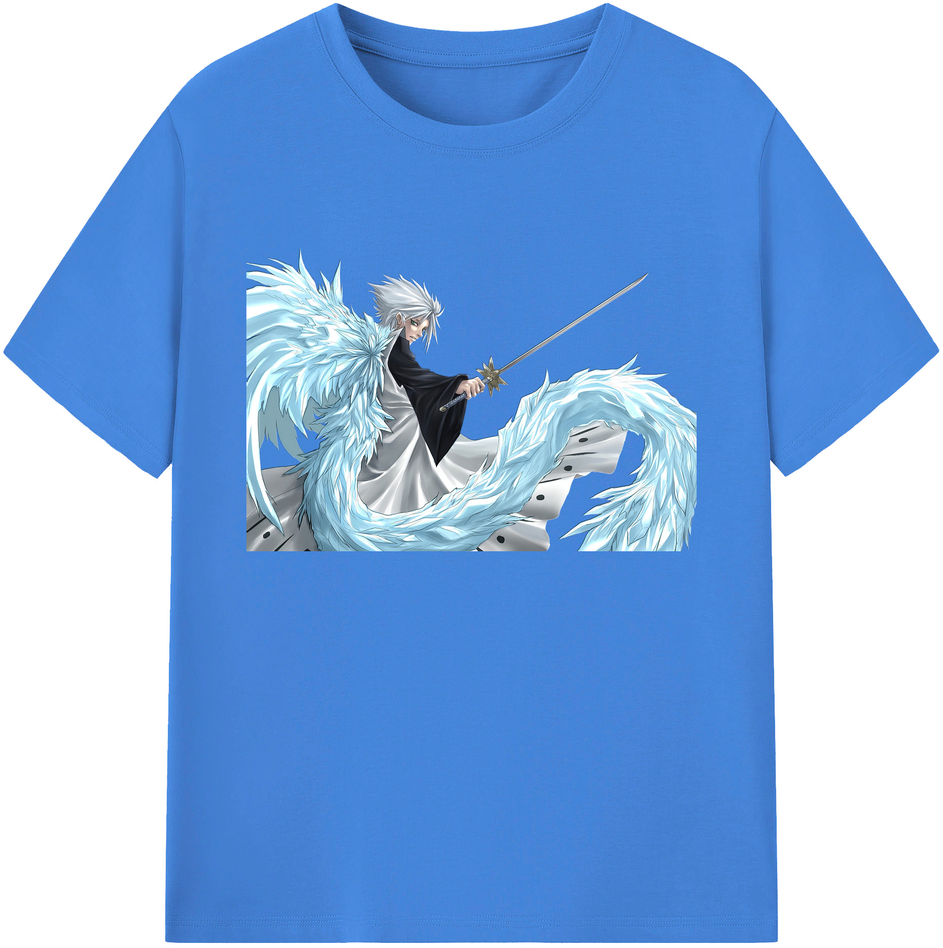 （画像用） ブリーチ 日番谷冬獅郎（ひつがや とうしろう） BLEACH Hitsugaya Toushirou 綿100％ メンズ半袖Tシャツ｜肌触りやわらか＆通気性